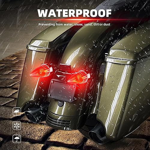 Miniatura 6 de FATECIM Indicadores intermitentes de luz roja para motocicleta de 2 pulgadas 1156 con lente roja de repuesto supersónico para Harley Softail Touring