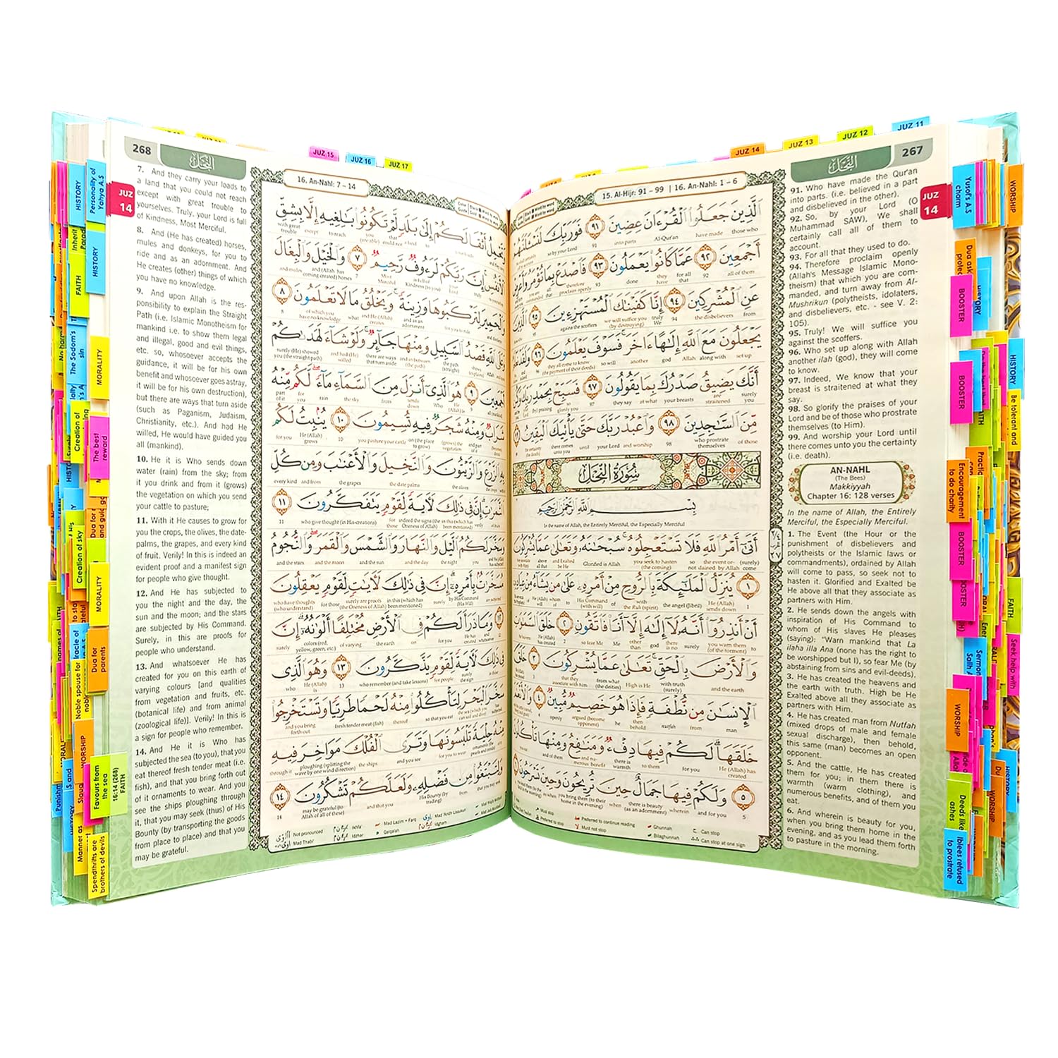 Quran Viral Maqdis Noble Quran Word by Word Translation with Meaning Quran Koran Book Colour Holy English Arabic Colour Coded Thematic Index Bookmark (White, Tags MQ A4 Size)