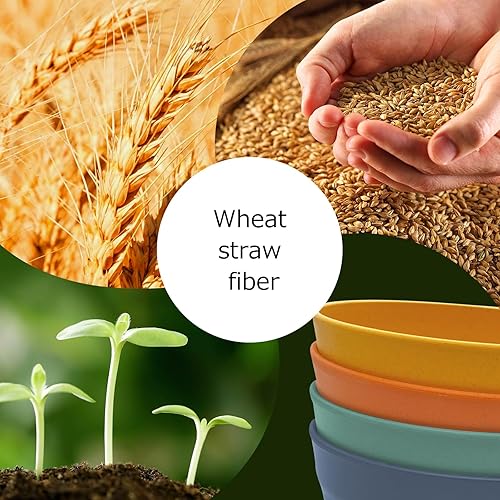 Miniatura 6 de Numkey Juego de 4 cuencos de paja de trigo de 60 onzas, cuencos de ensalada, irrompibles, grandes, cuencos de cereales de gran tamaño, ligeros para