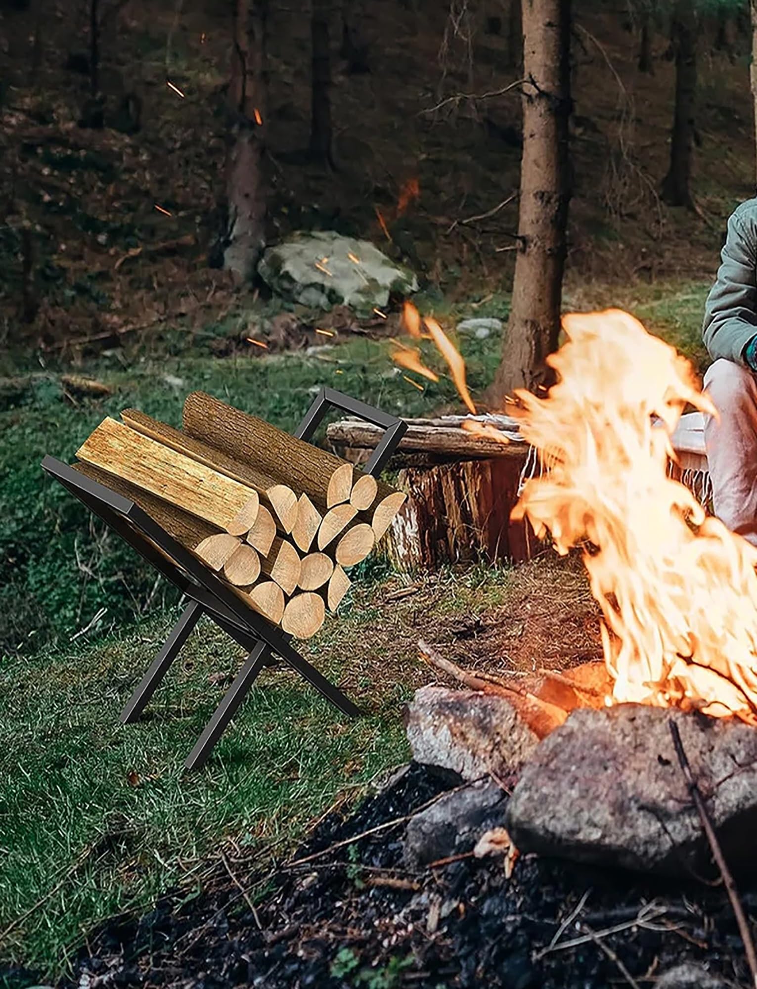 Leñero Interior para Chimenea, Soporte para Leña En Forma De X para Exteriores, Organizador De Almacenamiento Y Apilador De Leña Resistente para Exteriores.