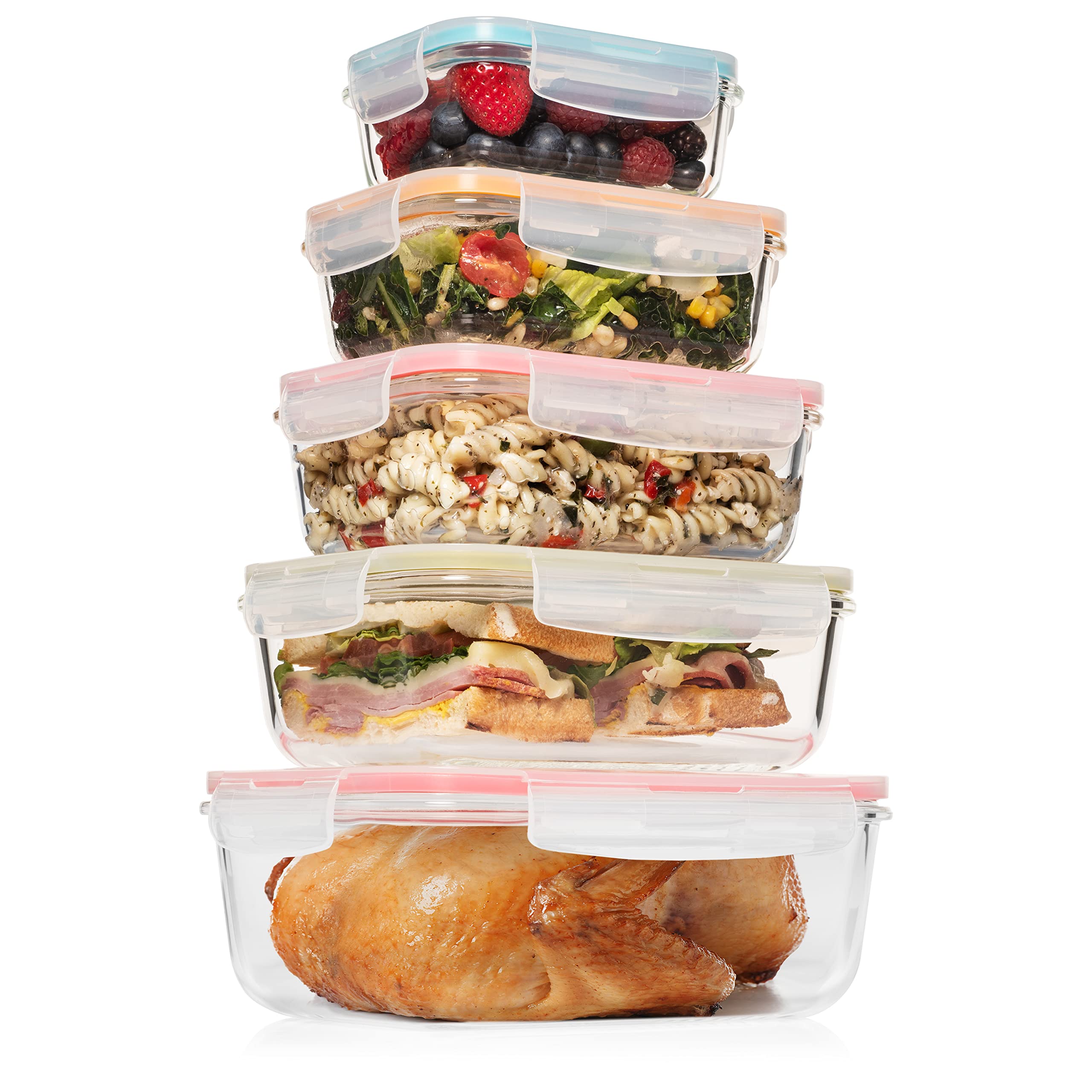 Buy Razab 10pc Glass Food Storage Container w/ Lids (5 Container Set