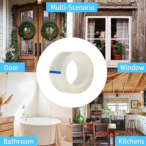 Miniatura 6 de Cinta transparente para sellar ventanas de 2 pulgadas x 33 pies, sin residuos, cinta de calafateo transparente para ventanas, puertas y duchas,