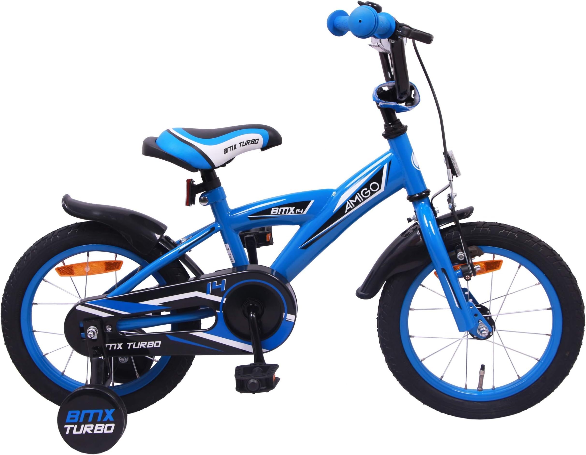 AMIGO BMX Turbo - Kids bike - 16 Inch - Boys - With training wheels and coaster brake - Blue