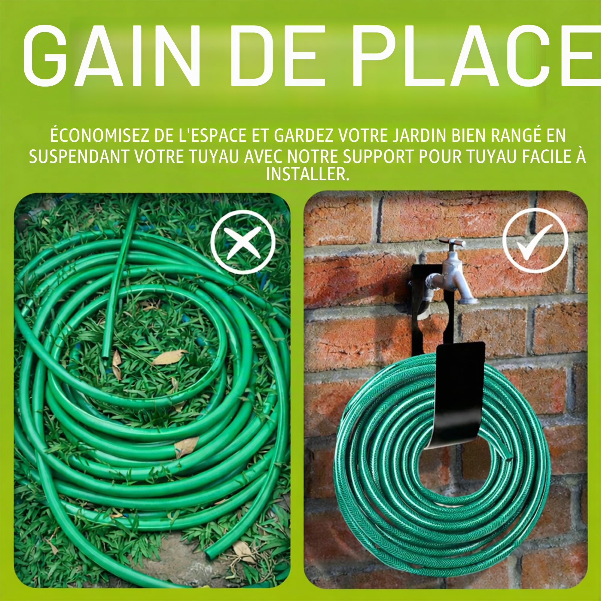 Navoys Support de tuyau extensible – Fer durable, peu encombrant et résistant aux intempéries pour tuyaux de 7,5 m à 30 m, support de robinet