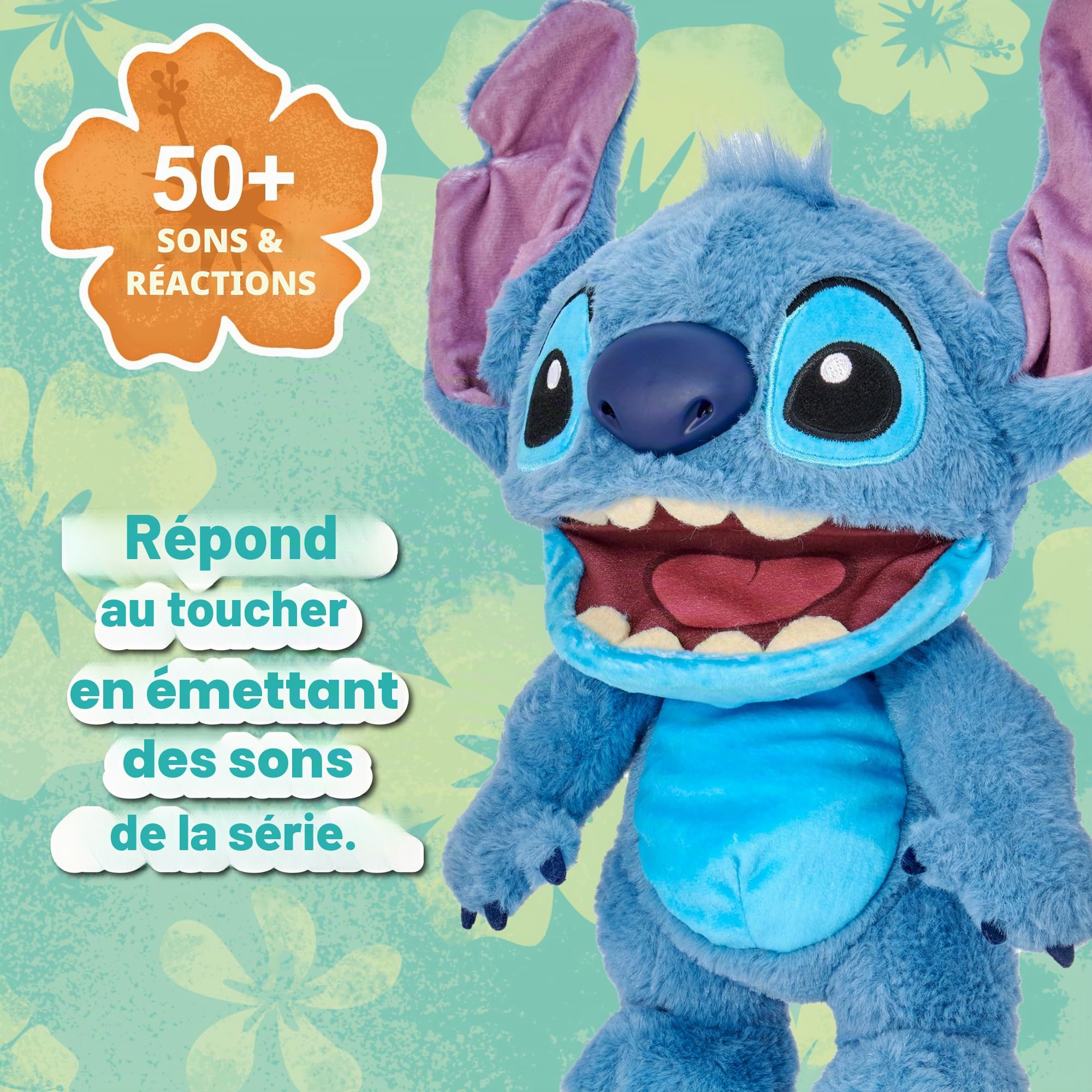 Disney Chatty Stitch Deluxe Puppetronic, Peluche Interactive avec Fonctionnement de marionnette, 50+ mouvements et Sons, 6 Ans et Plus, célèbre (RE001000)