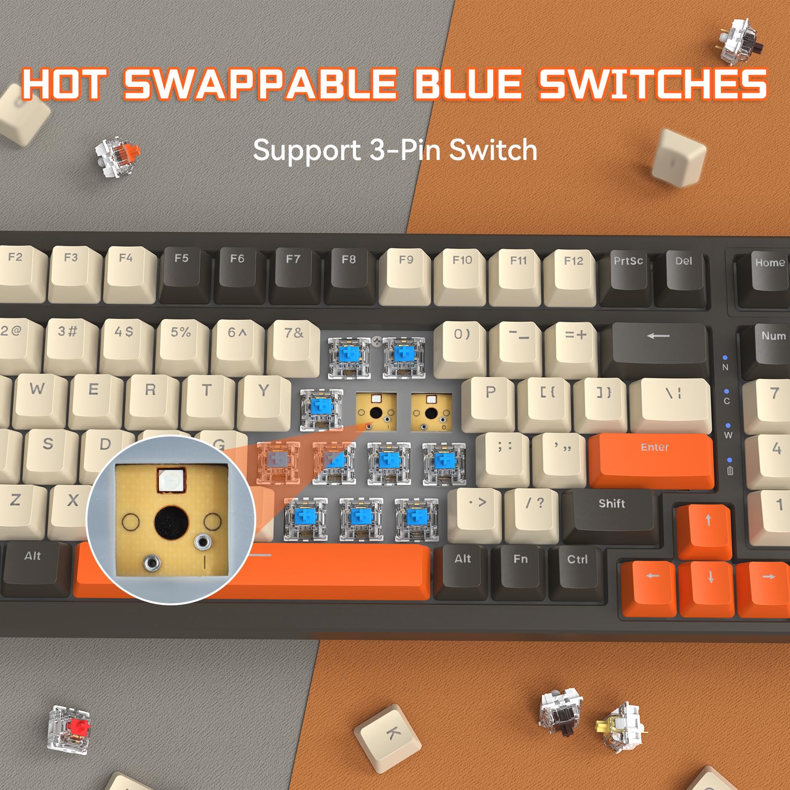 ATTACK SHARK K8 Wireless Mechanical Keyboard, Trip-Mode BT5.0/2.4G