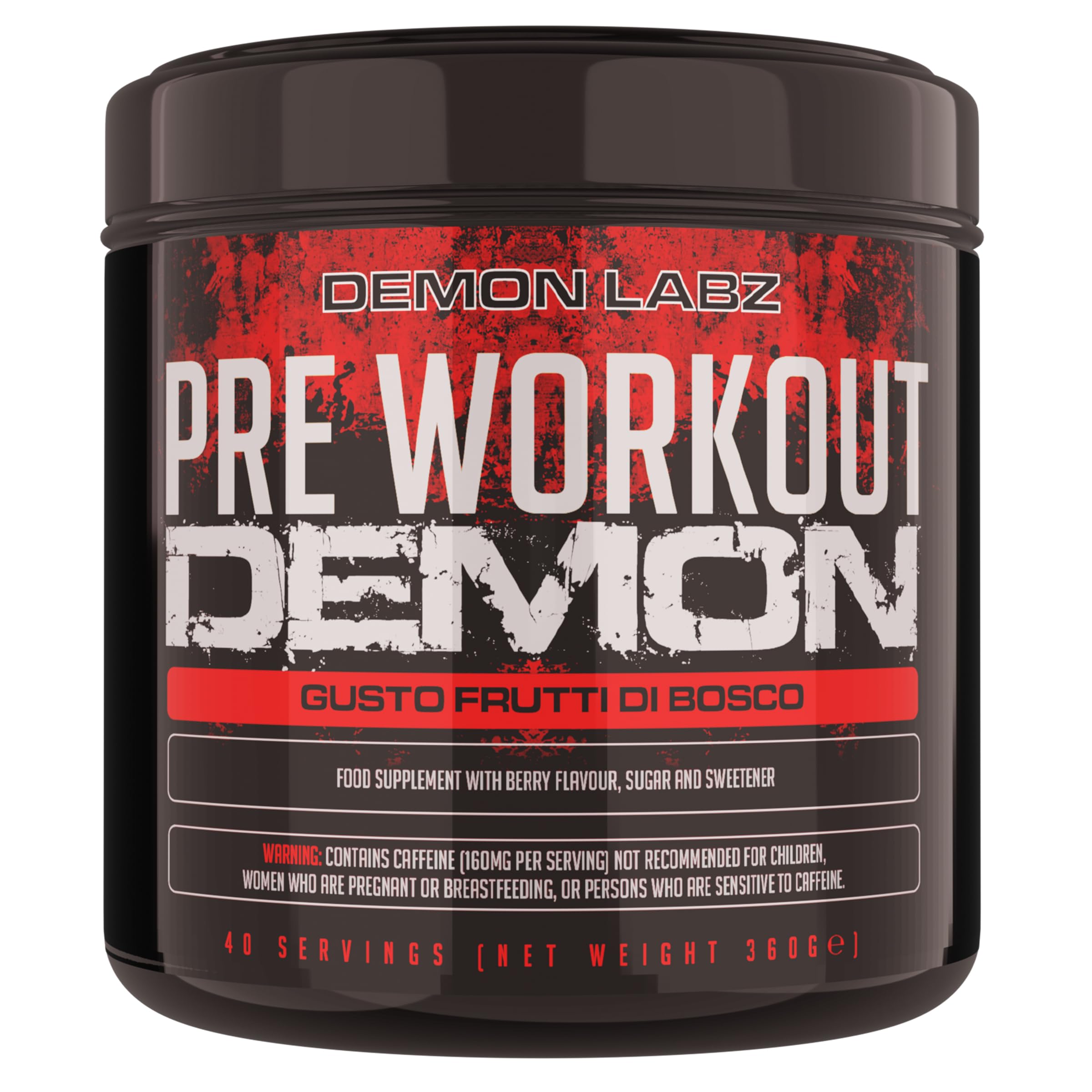 Pre Workout Demon Frutti di Bosco - Potente con Creatina, Caffeina e Beta Alanina - Preworkout per Bodybuilding con Pump ed Energia - Integratore Pre Workout in Polvere - 40 Porzioni