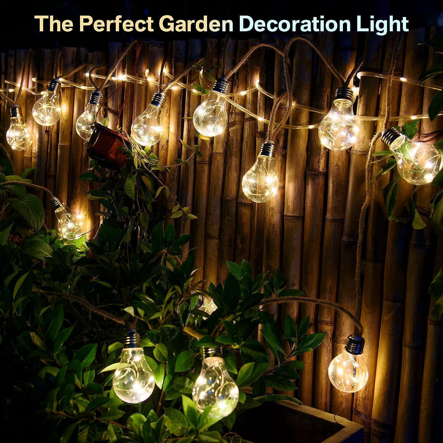 luci da esterno giardino,Ricarica solare USB catena luminosa esterno,8 modalità luci solari per giardino,20 sfere di cristallo LED luci decorative esterno,lucine led decorative per giardino,Natale