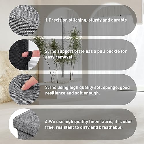 Miniatura 6 de Otomana plegable de almacenamiento, otomana pequeña con almacenamiento, reposapiés acolchado, asiento reposapiés de piel sintética, mesa de café,