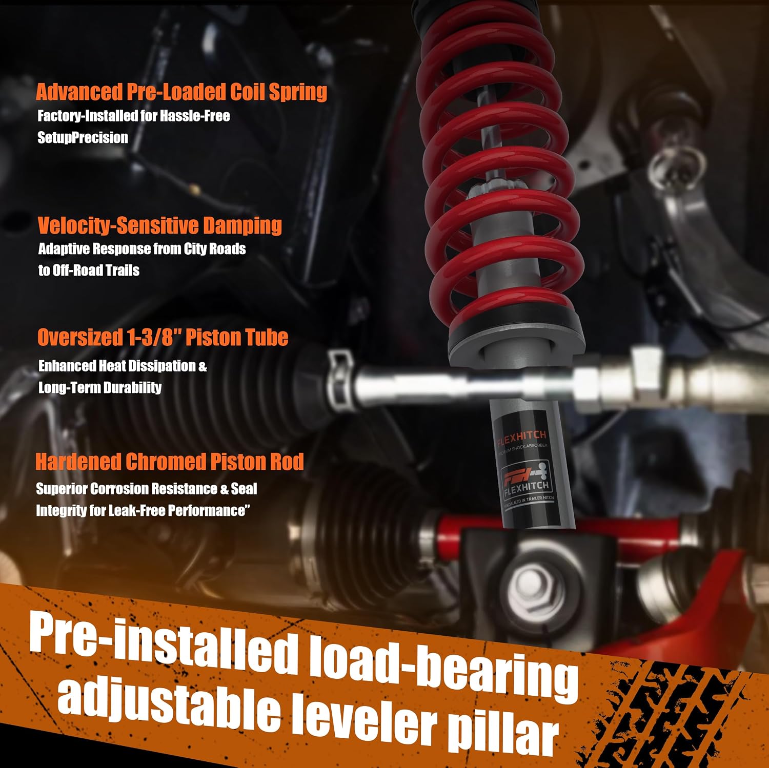 3 Inch Leveling Lifted Struts for 2012-2018 Ram 1500 4WD & 2019-2024 Ram 1500 Classic 4WD, Pre-Loaded Coil Spring, Eliminate Factory Rake, Bolt-On Installation, Improved Off-Road Performance