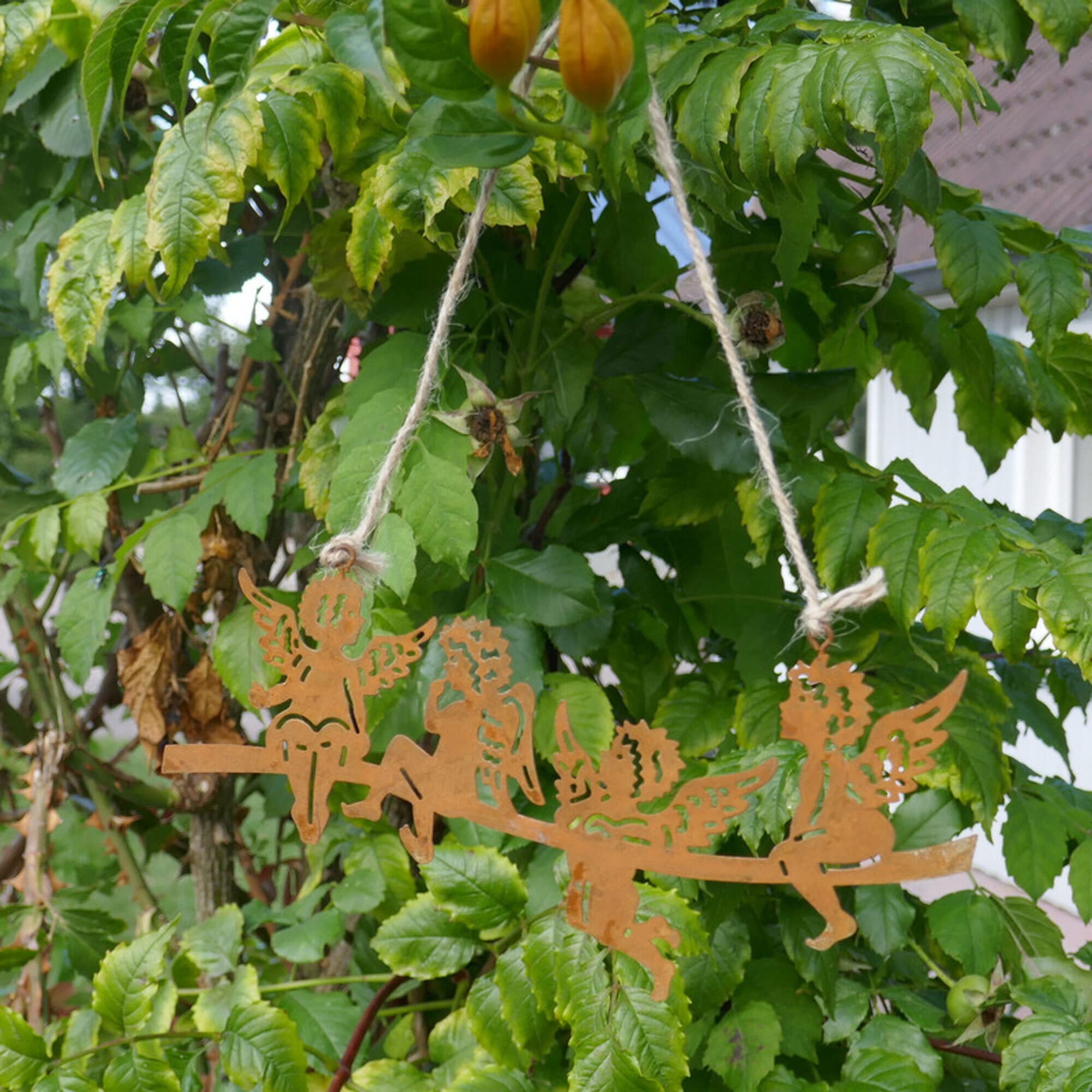 Storm's Gartenzaubereien Engel-Figuren – 2er Set In Rostoptik Mit Juteband, Winter- & Weihnachtsdeko