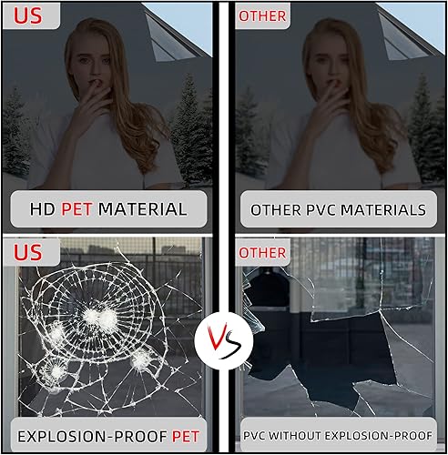 Miniatura 5 de Película de privacidad unidireccional para ventana con herramientas de instalación gratuitas, material PET de alta calidad, control de calor, 99% de