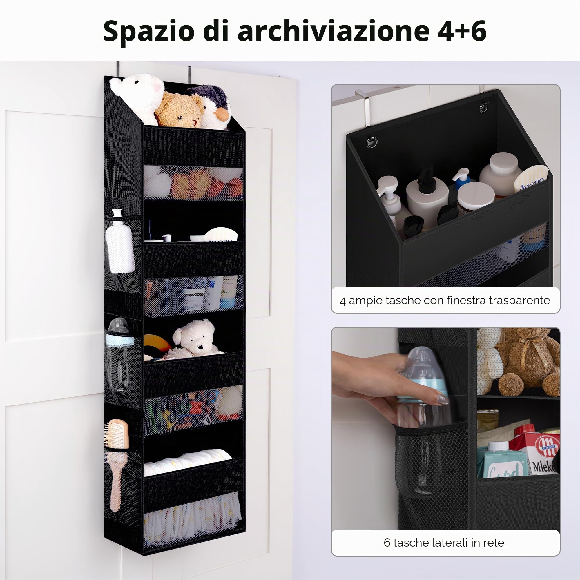 GRANNY SAYS Set di Scatola portaoggetti extra large con coperchio e Portaoggetti da Appendere con 4 Tasche