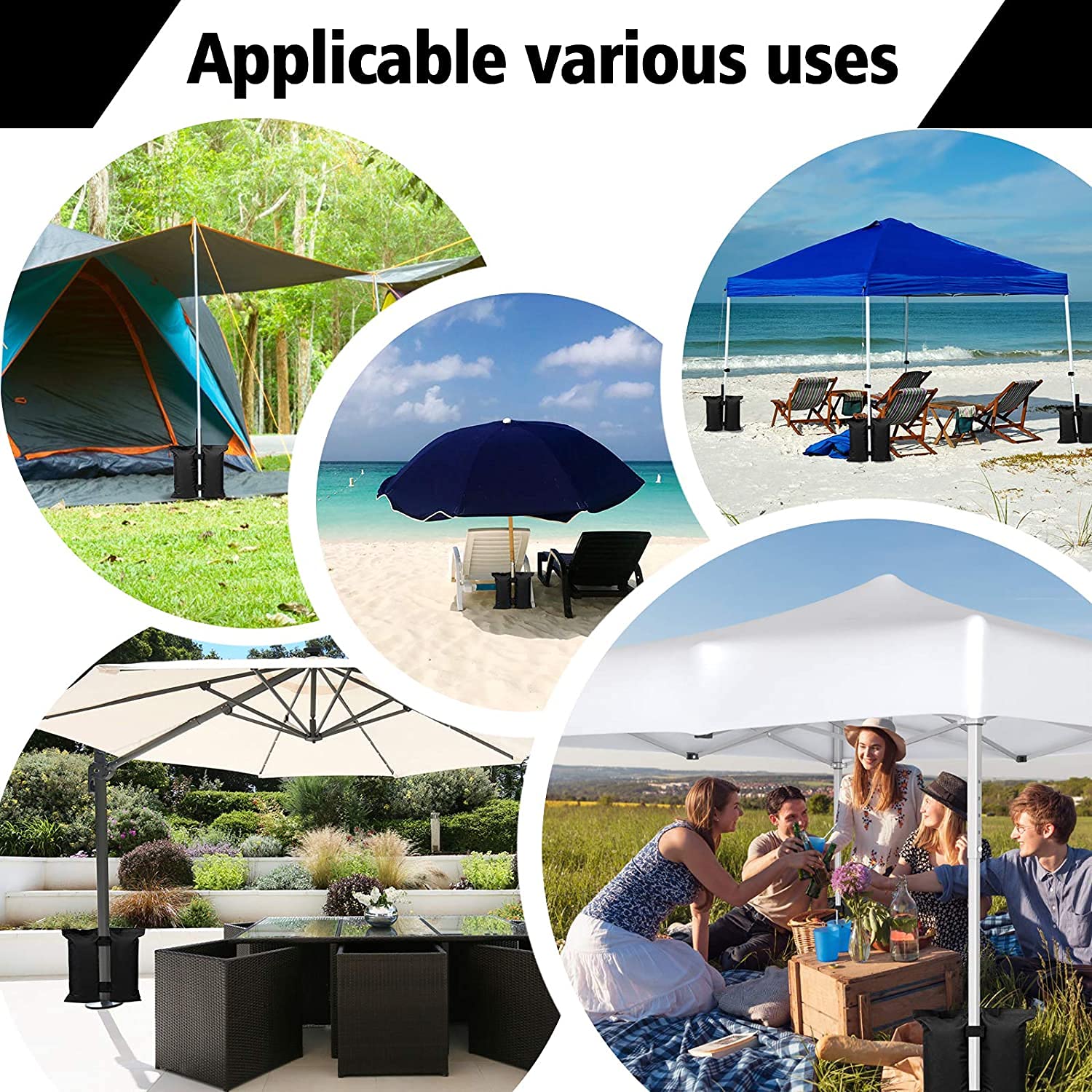 Borse Per Pesi Da Gazebo - 4 Sacchetti Per Tende Da Campeggio E Ombrelloni - Foto 9