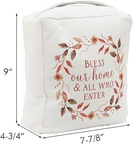 Miniatura 7 de Tope de puerta ponderado de tela para decoración del hogar con asa para soporte de puerta  Bless Our Home and All Who Enter Garland Printing Holiday