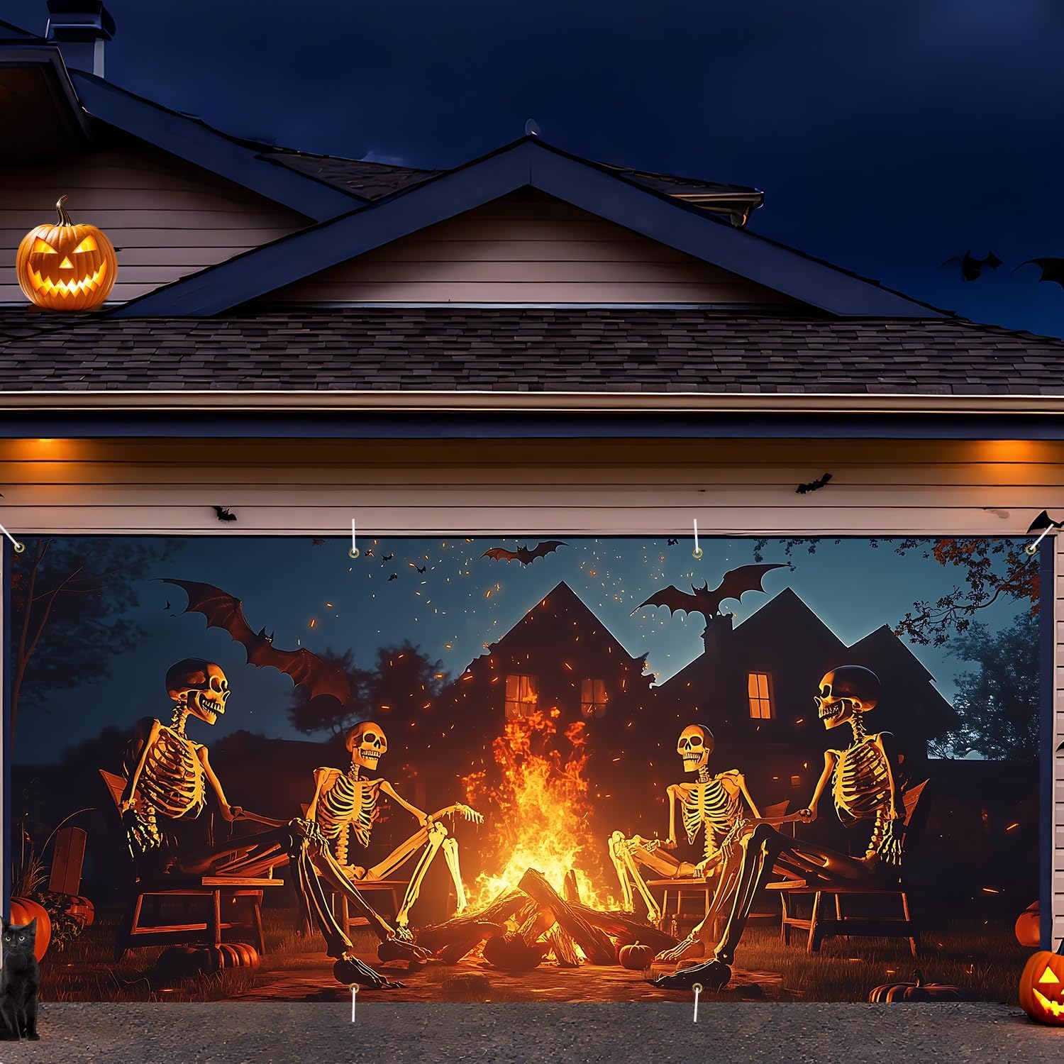 2 PACK Halloween Garage Door Decorations Halloween Garage Door Decorations Door Cover, Hanging Banner, Cauldron Backdrop Mural for Home, Outdoor, Indoor, Spooky Party, Wall