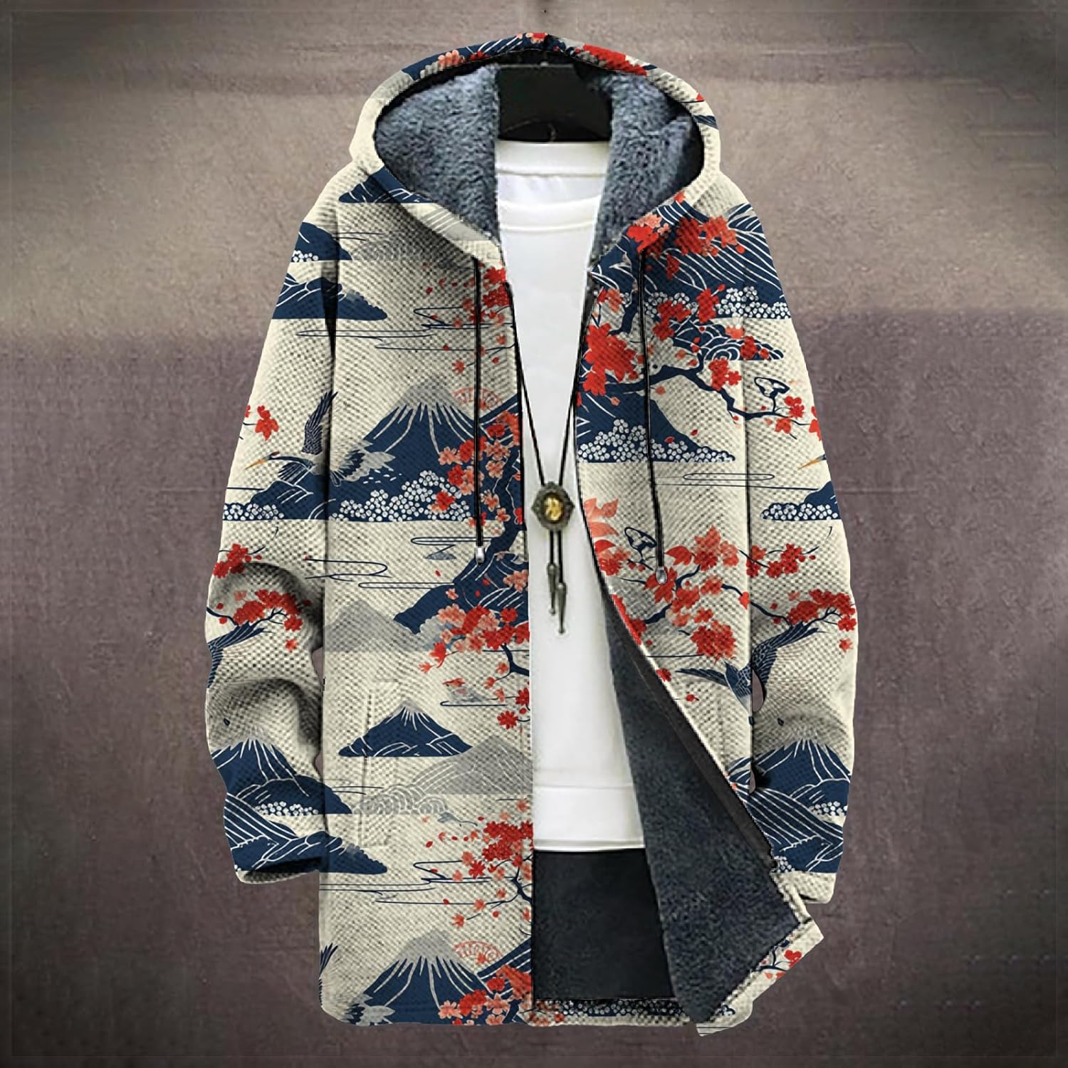 domirica Mens Hooded Cardigan Zip Up Long Sleeve Sweater Hoodie Winter Plus Size Coat with Pockets