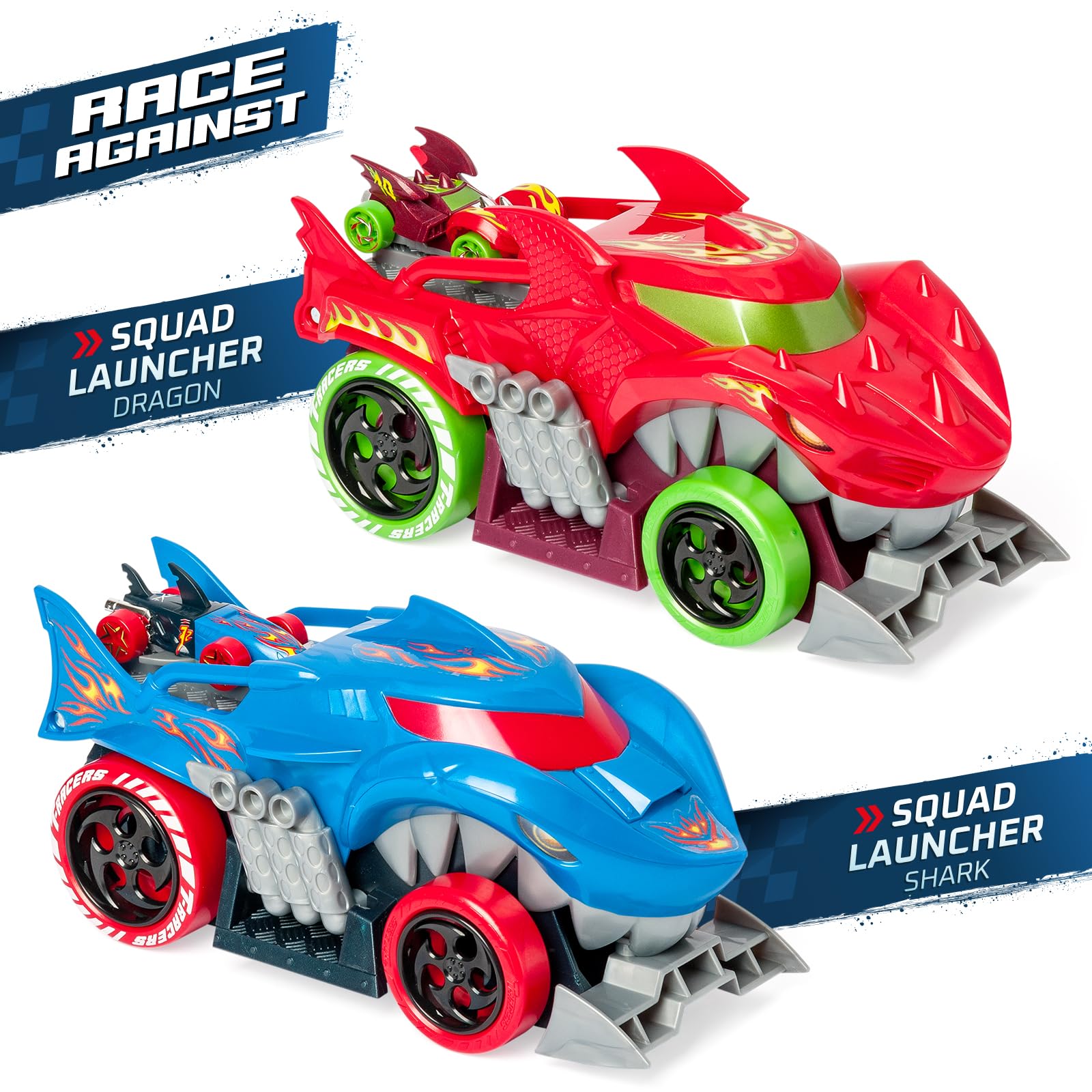 T- Racers Mix 'N Race Squad Launcher Shark – Truck Shark, który przekształca się w wyrzutnię. Zawiera 2 ekskluzywne pojazdy, strefę uruchamiania pojazdów i strefę transportu 2 pojazdów