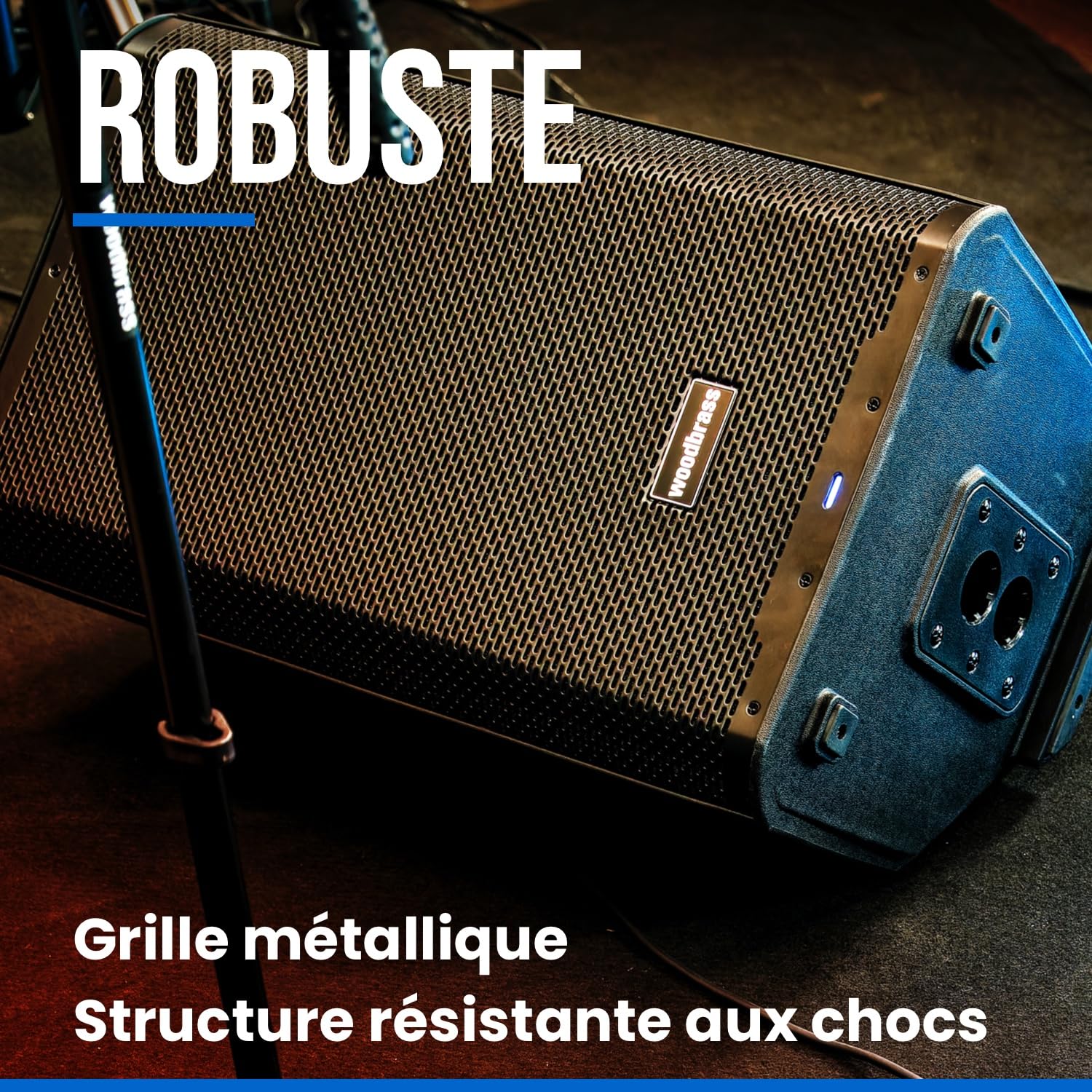 WOODBRASS DXPRO 15 Enceinte Active Amplifiée Sonorisation Puissante Bluetooth 15" - Class-D 125db - Robuste, Transportable, 3 entrées, sans Fil, DSP - DJ, Conférence, Concert
