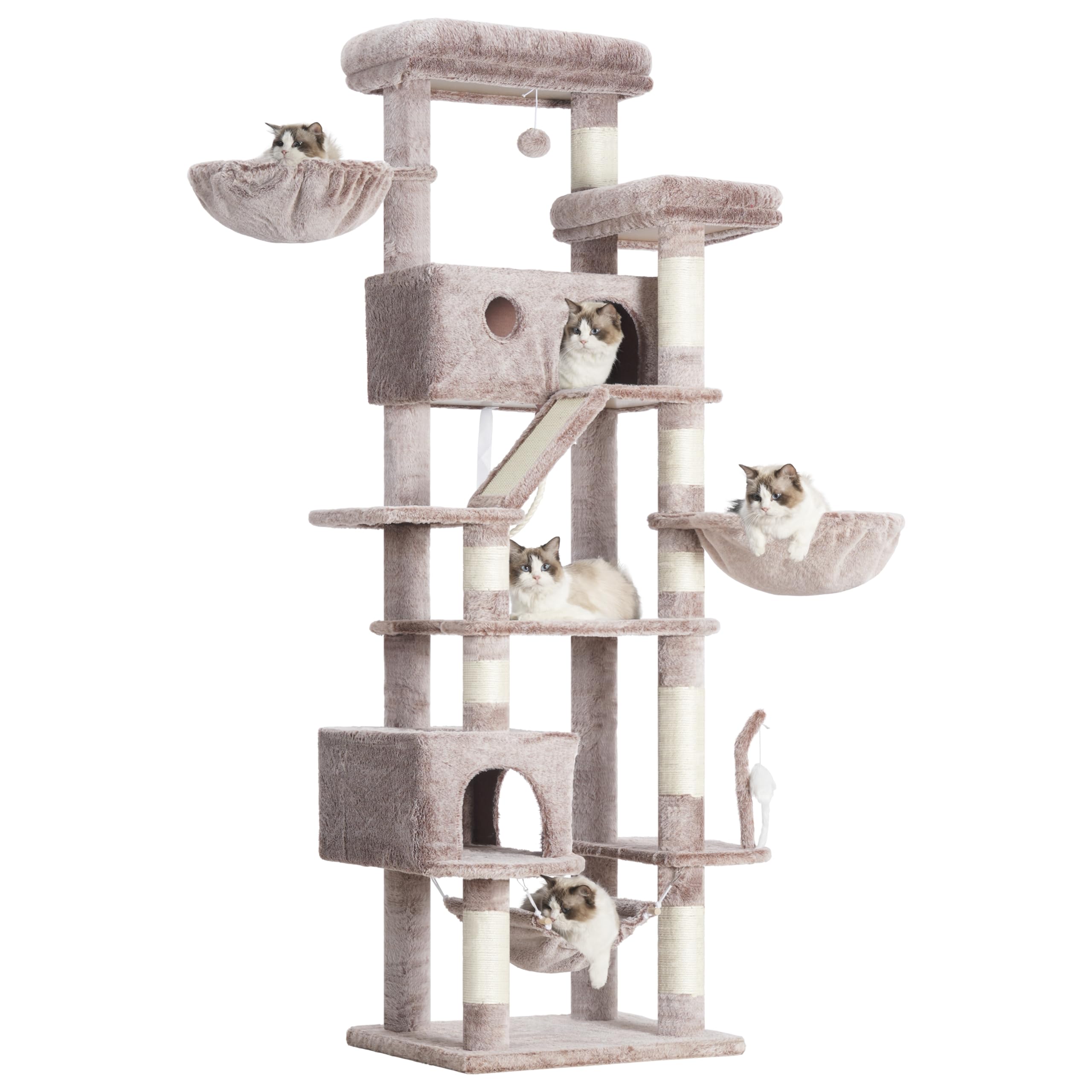 Gitelsnour Kratzbaum groß, katzenbaum große Katzen stabil für Innenbereich, 200 cm katzenkratzbaum mit geräumiger Plattformen, Katzenhöhlen, Hängematte, Sisalsäulen, Marrone GCT031MU