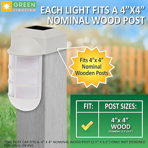 Miniatura 2 de GreenLighting Marina - Luces solares para tapa de poste de 4 x 4 pulgadas, luz solar de madera nominal para exteriores, poste de valla, paisajismo,