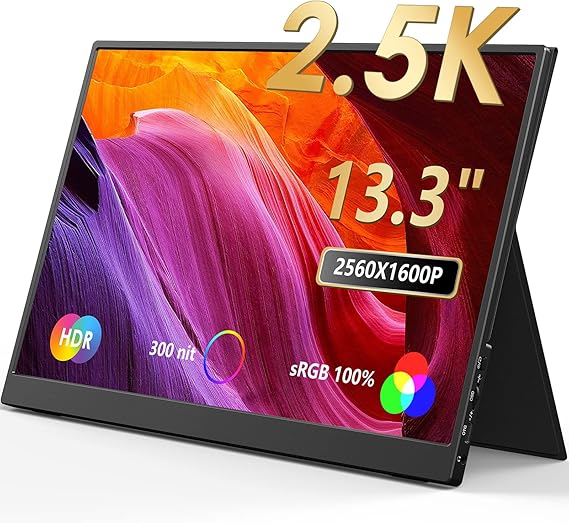MNN Portable Monitor 13.3inch QHD 2K Laptop Monitor USB C HDMI Gaming