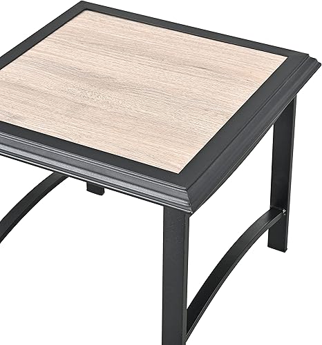 Miniatura 6 de LOKATSE HOME Juego de bistró de 3 piezas con mesa auxiliar cuadrada para balcón, salón, porche, patio, color caqui