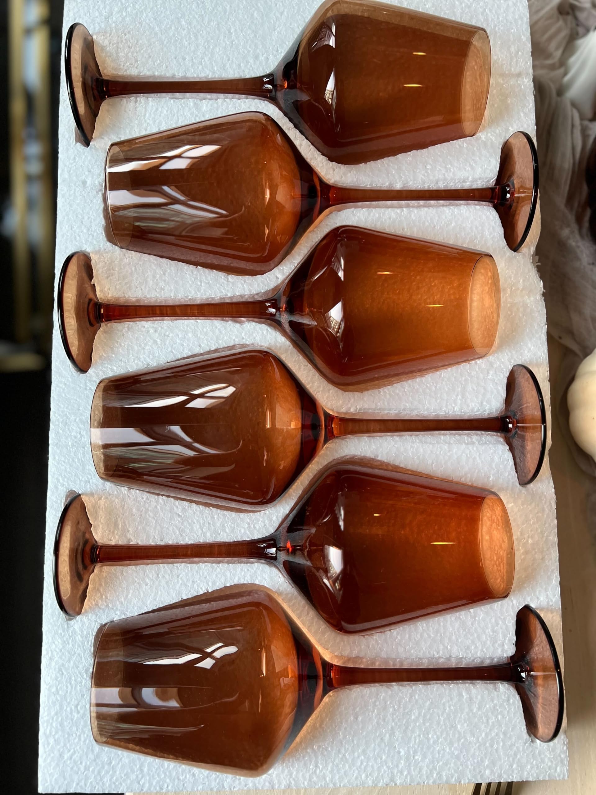Saludi Dark Orange Wine Glasses - Set of 6 -7 Saludi Dark Orange Wine Glasses - Set of 6 -7