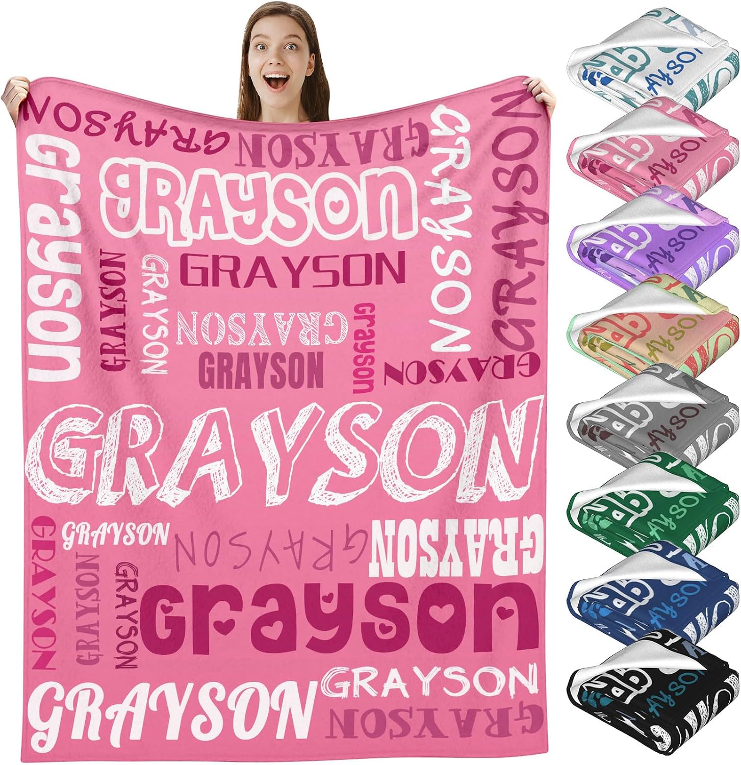 Personalized Fleece Blanket - Custom Name Throw Blanket For Kids & Adults, Soft Gift For Birthday & Christmas