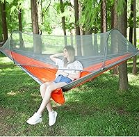 Vista 11 de Hamaca de camping LFL con mosquitera, hamaca portátil con red, hamaca de columpio para 1 y 2 personas al aire libre, material de paracaídas