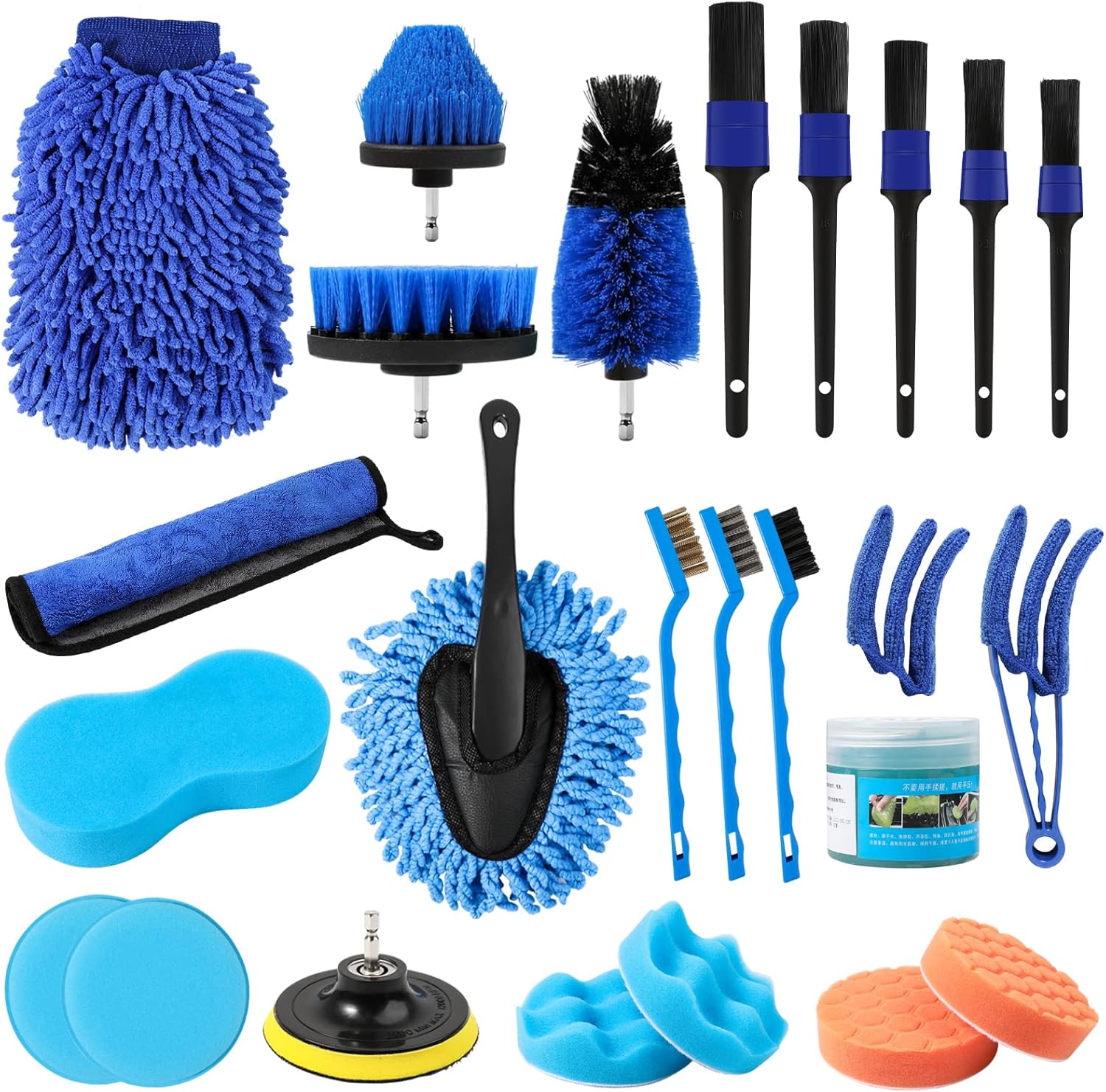 25PCS Car Detailing Brush Kit, Cleaning Detail Brushes Set with Car