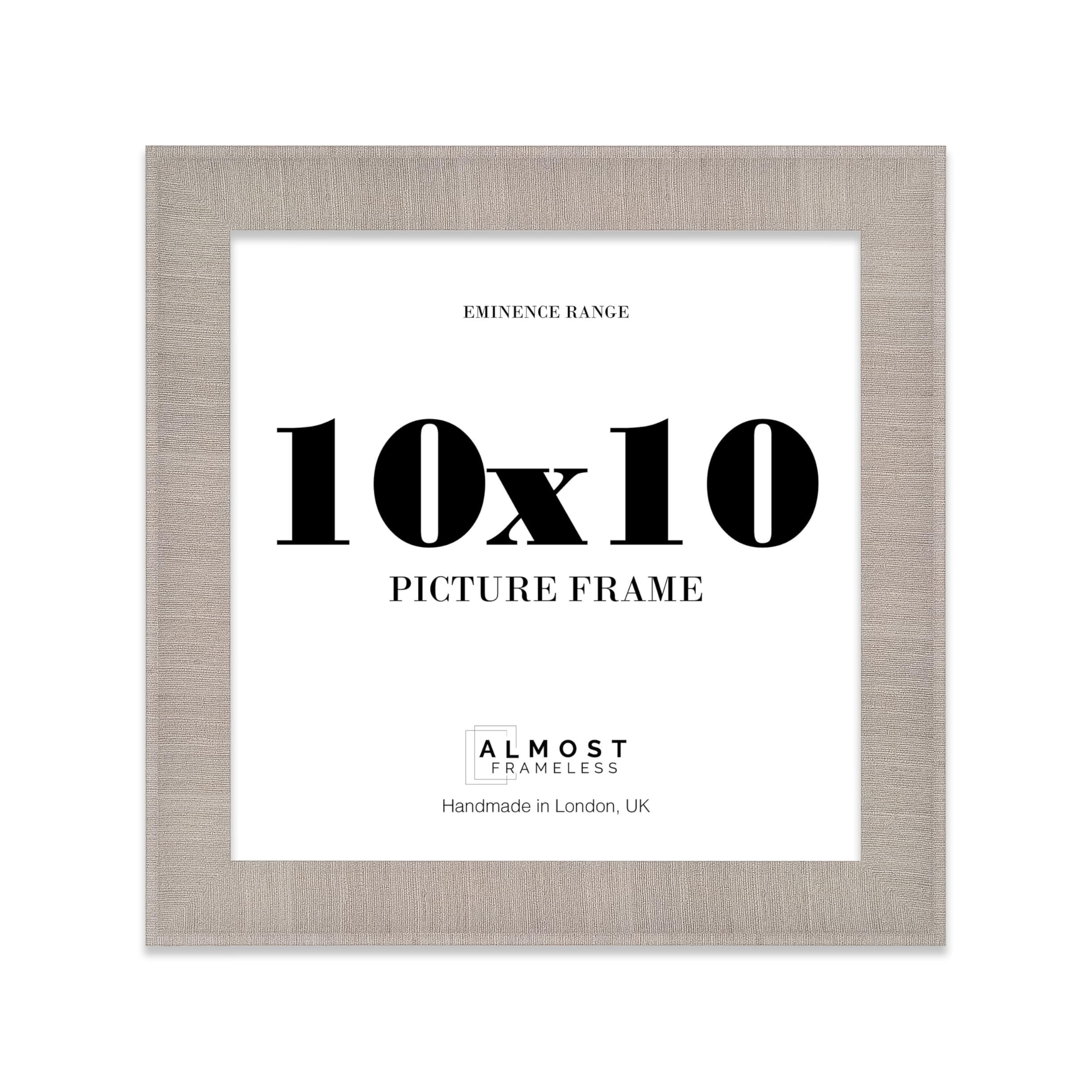 10x10" Grey Picture Frame - Rustic Wood Industrial Effect Photo Frame for Wall Display, Ideal for Posters, Prints & Home Décor, Wall Hooks and Kickstand, 32mm Edge - 1 Pack