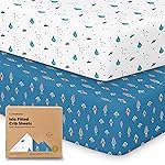KeaBabies 2-Pack Baby Crib Sheets for Boys, Girls - 52x28 Viscose Derived from Bamboo Toddler Bed Sheets Neutral, Fitted Crib Mattress Cover for Standard Baby Bedding, Soft & Cozy (Space Quest)