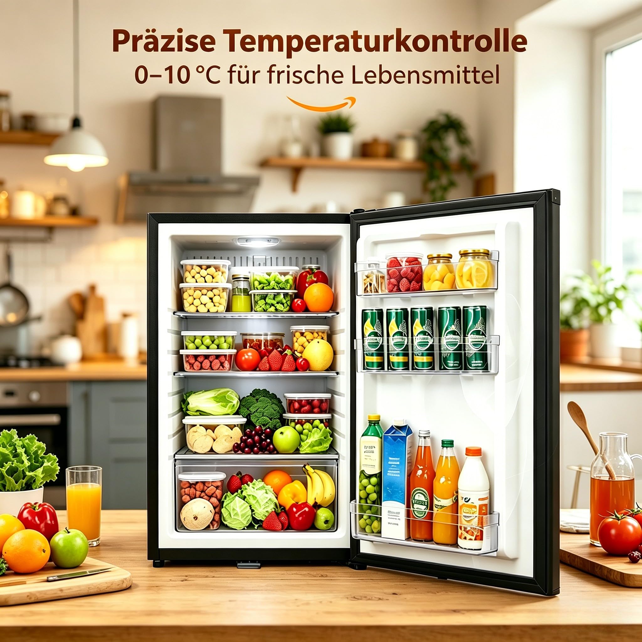 Camping Kühlschrank 12V 230V, 50L Campingkühlschränke Mit Schloss und Wendetür, Leiser Absorber Kühlschrank für Camping, Wohnwagen, Wohnmobil, Haus, Büro, Hotel, Schwarz