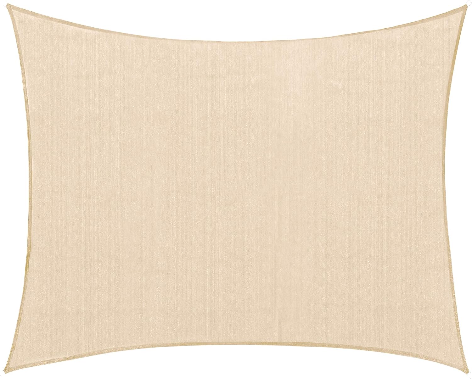 PHI VILLA Sun Shade Sail Square 10'x10' Wheat Patio Canopy Cover - UV Block - for Patio, Garden, Yard, Pergola