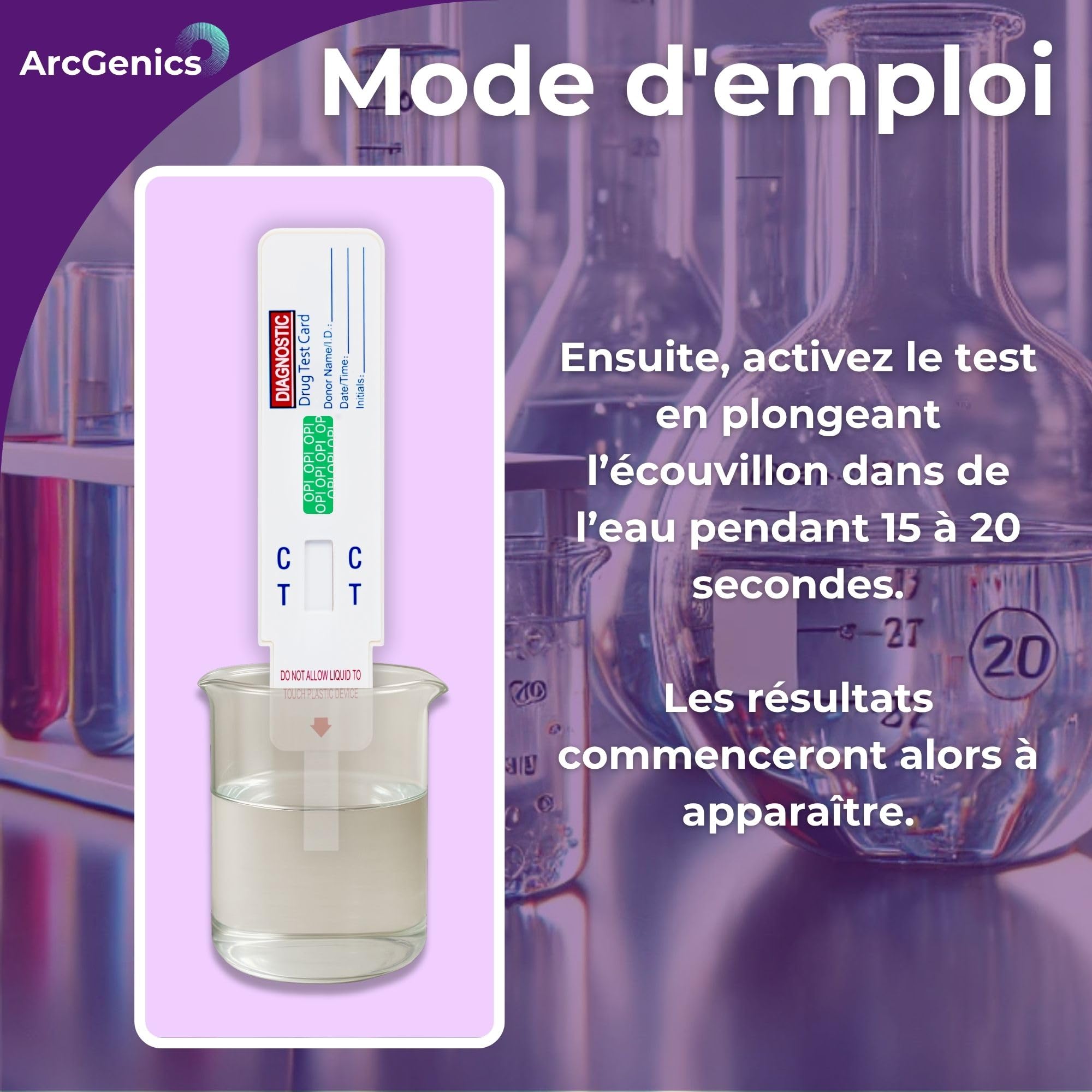 10 x Écouvillons de dépistage de drogues sur surfaces pour opiacés – Détecte les résidus d’opiacés (héroïne, morphine, codéine) sur téléphones, bancs & outils – Test rapide essuyer + tremper – Résulta