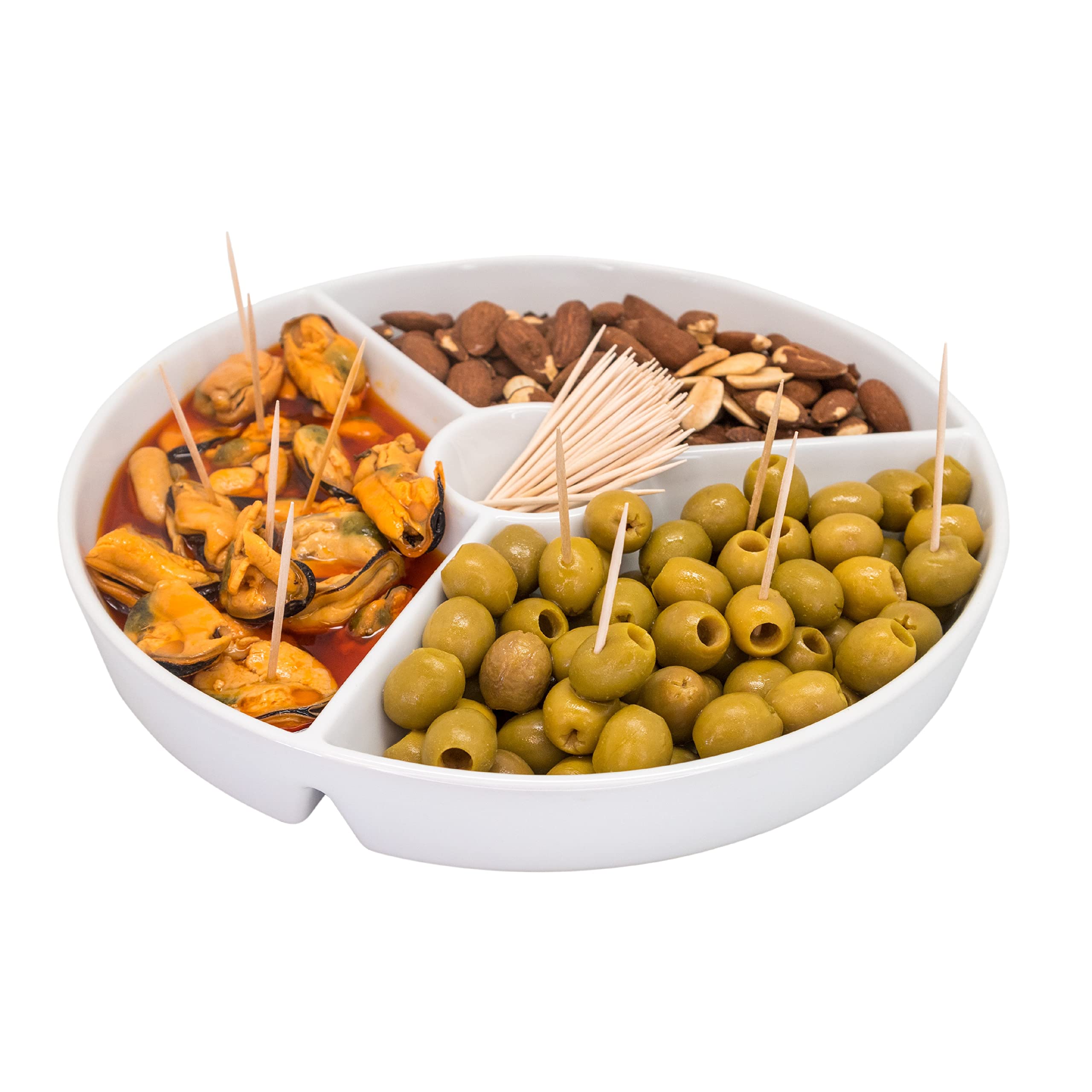 NERTHUS FIH 914 Porcelain Round White Snack Plate Perfect for Serving Nuts Sweets, Potatoes or Dipping Foods in Sauce