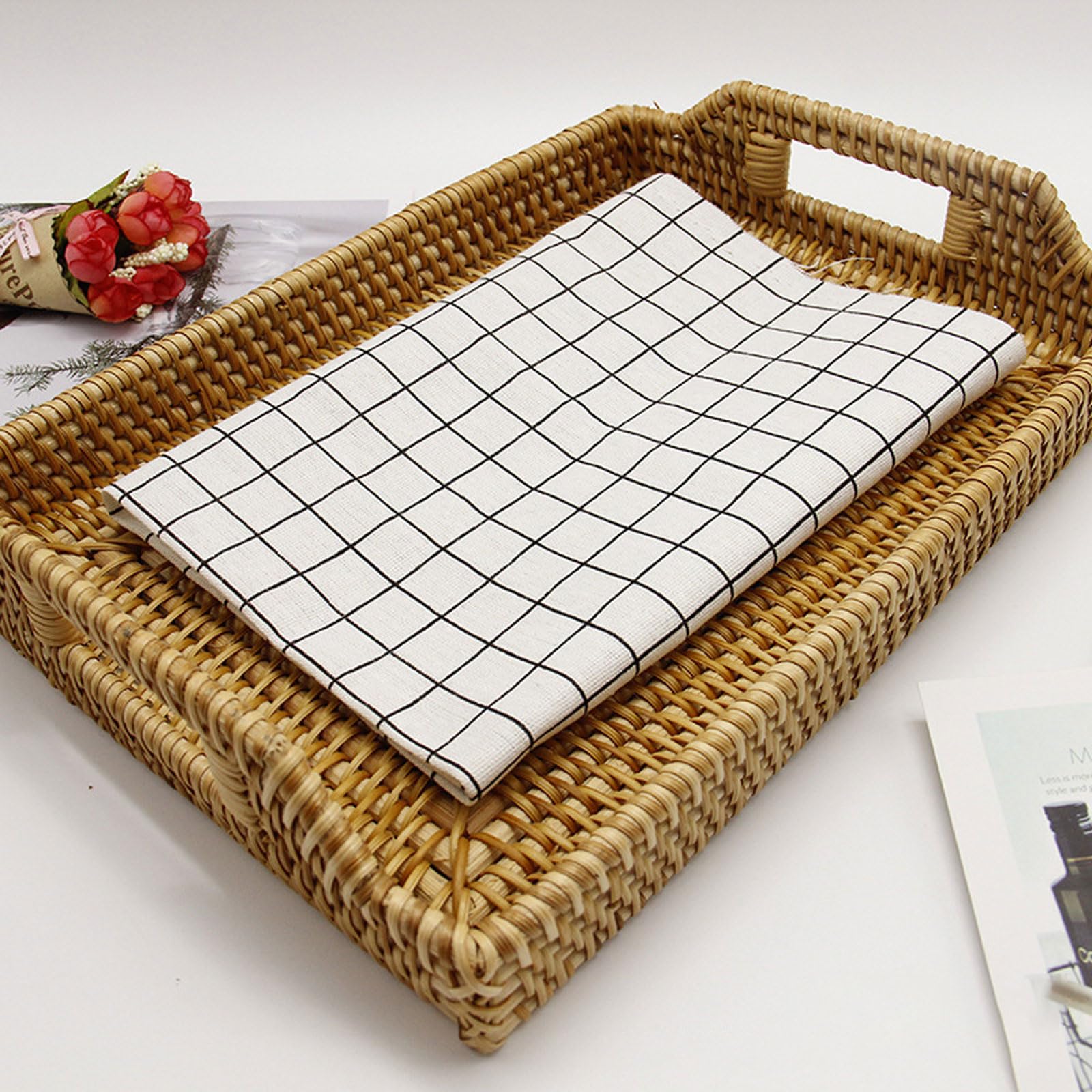 Cestino per il pane intrecciato in rattan,Cestini per Pane Moderni,Conservazione di Verdure Cestino,Cesto Da Portata Intrecciato,Multiuso Porta Da Portata Per Alimenti,per Frutta Verdura e Spuntino