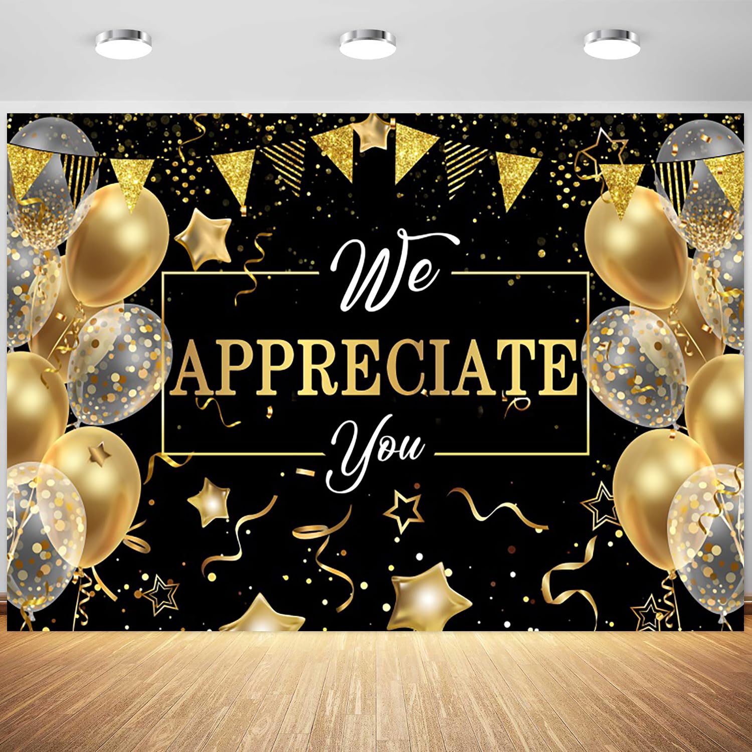 7x5ft We Appreciate You Backdrop Thanks for All You Do Black Gold Photography Background Congrats Grad National Nurses Day Happy Retirement Party