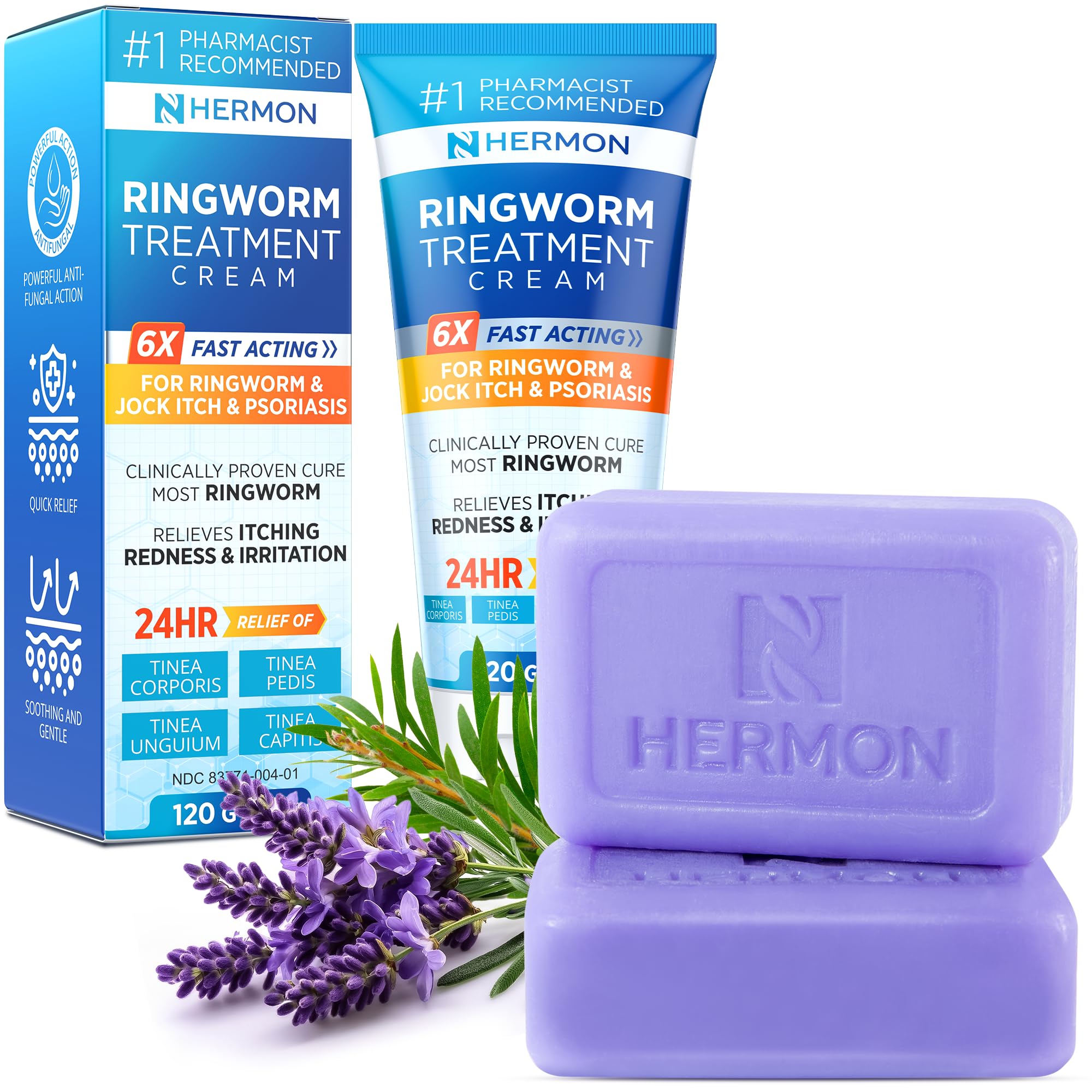 Hermon Antifungal Ringworm Cream Soap Kit Antifungal Cream Treatment for Ringworm Jock Itch Athletes Foot with 2 01