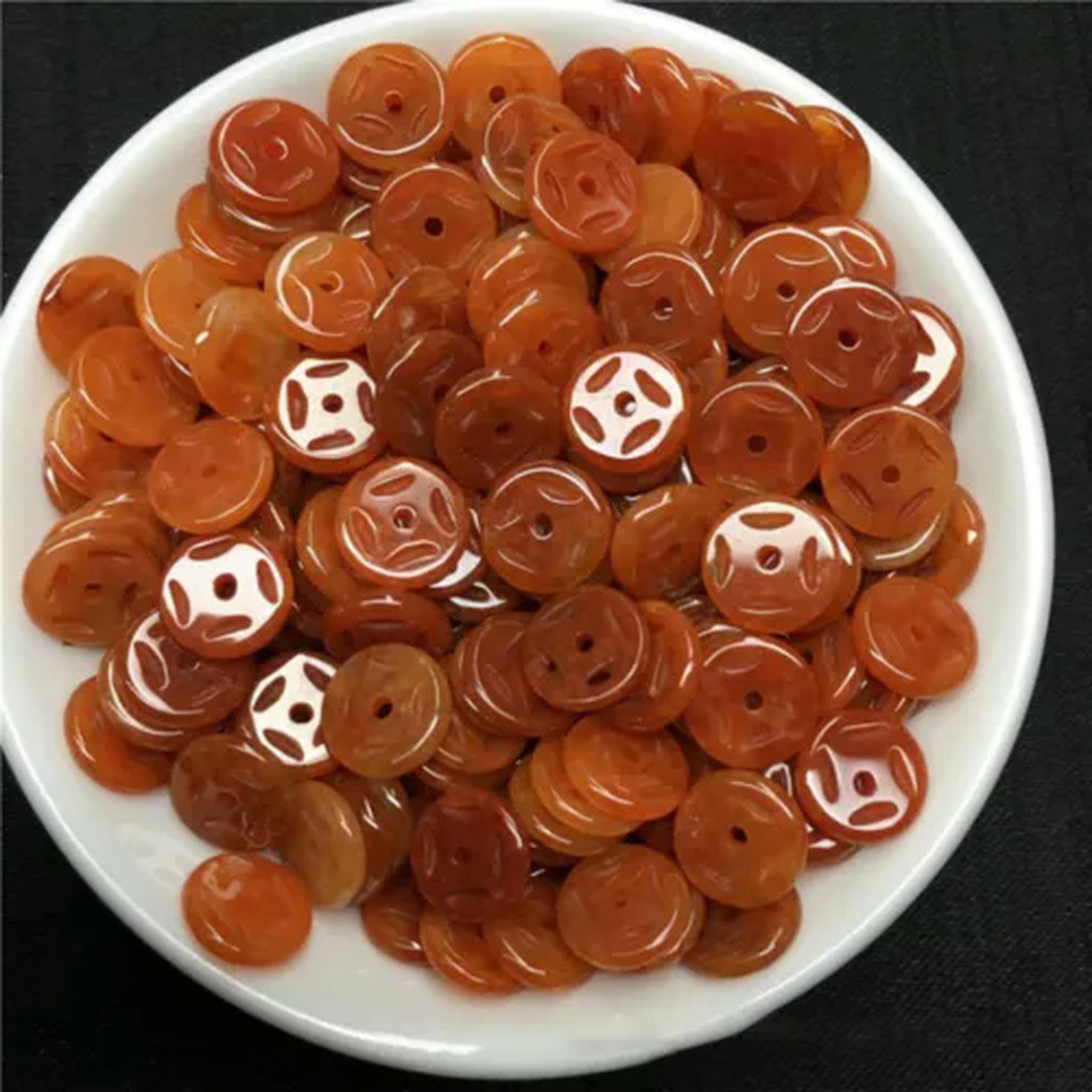 20 STÜCK Natürliche Grade A Jade Jadeit Perle DIY Rot Runde Münze Lose Anhänger 9mm