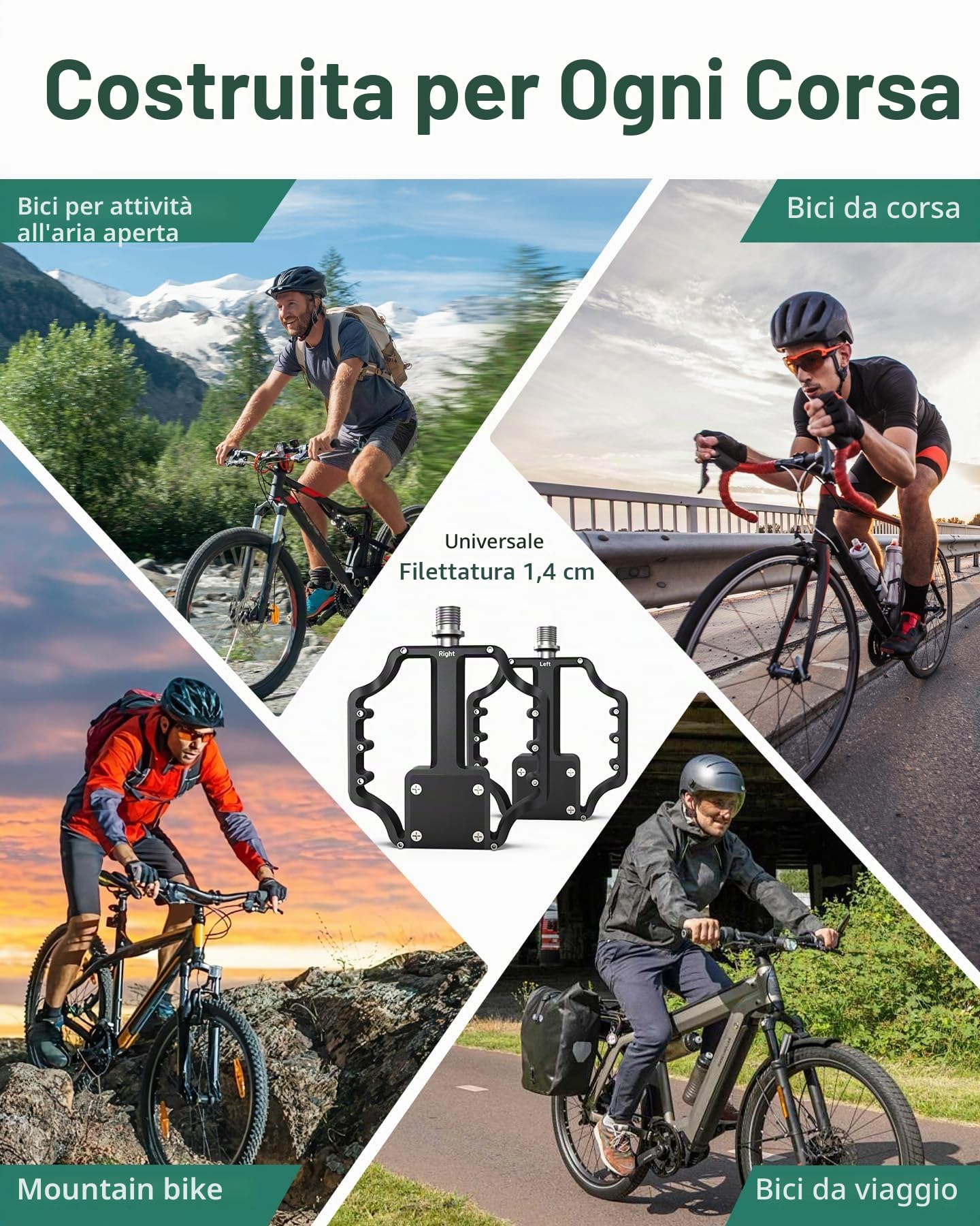 Pedali Bici con Supporto AirTag Nascosto, Localizzatore GPS Antifurto Impermeabile IP67, Alluminio CNC 9/16 Pollici, Antiscivolo Leggeri per MTB, Bici da Strada, E‑Bike