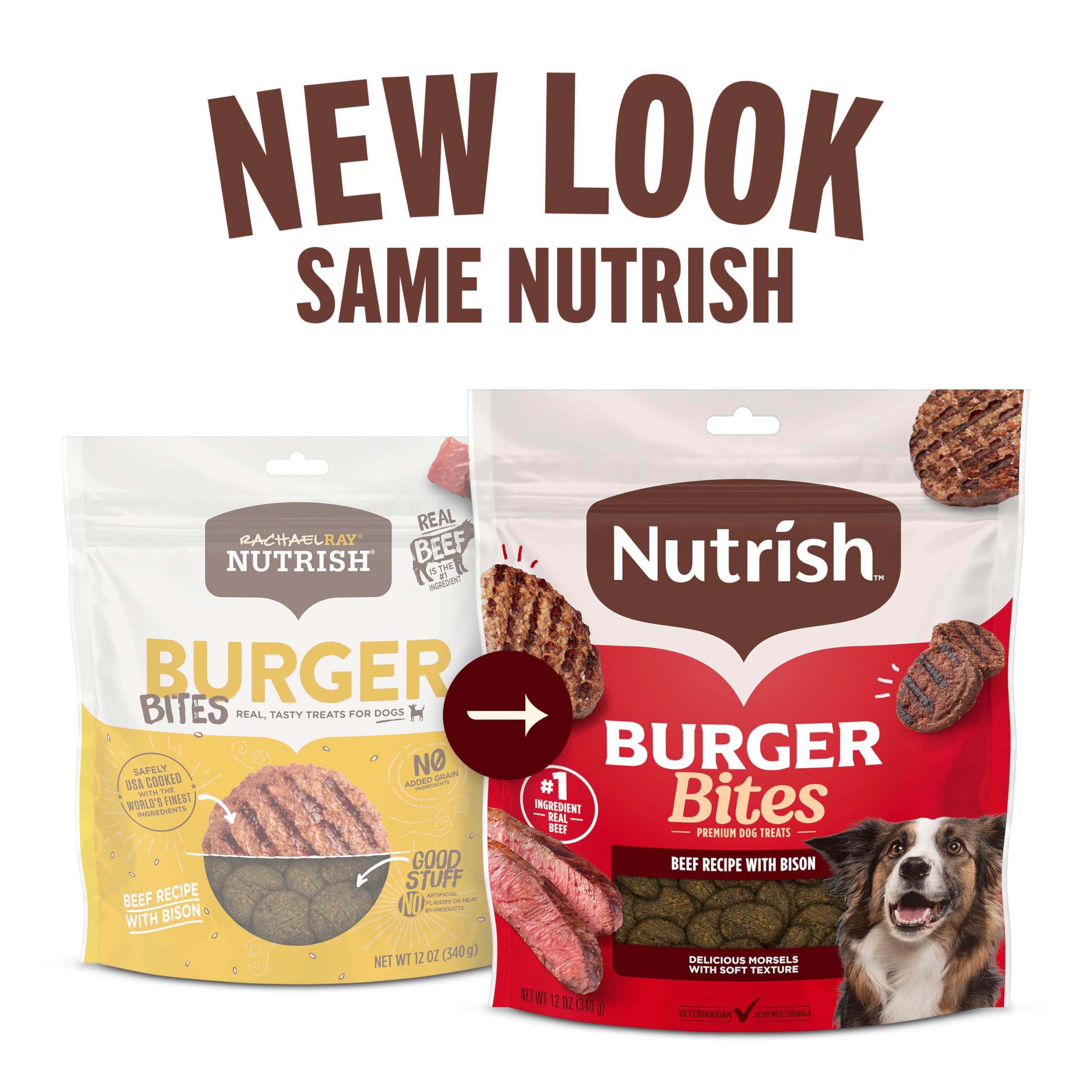 Rachael Ray Nutrish véritable Viande des friandises pour Chiens, 12 oz. Bag, Burger Bites - Beef with Bison Burger Recipe