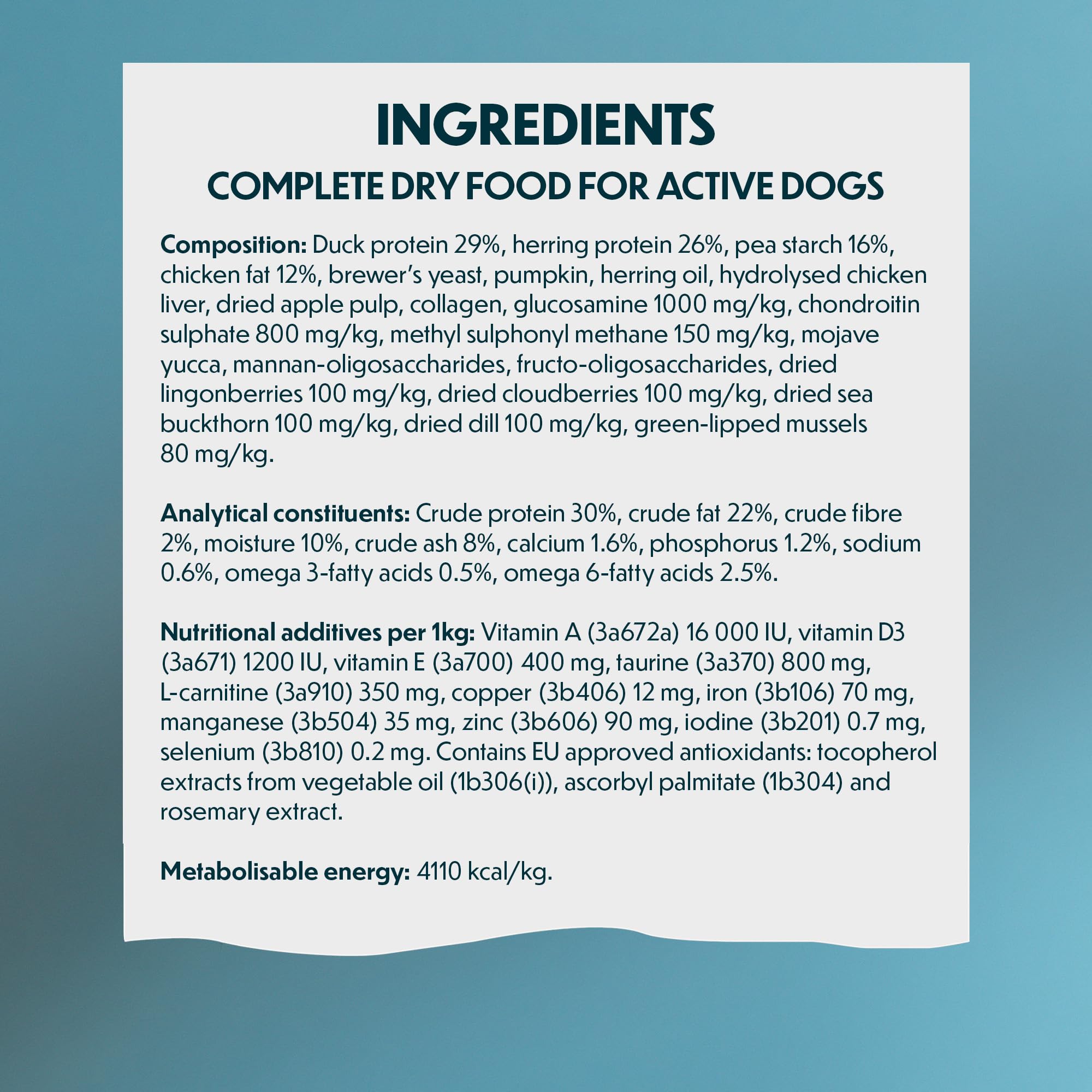 Trockenfutter mit Ente & Hering für aktive Hunde, 10 kg | Hoher Proteingehalt, mit Ente & Hering, für aktive Hunde & Arbeitshunde, leicht verdaulich, unterstützt Muskeln & Gelenke