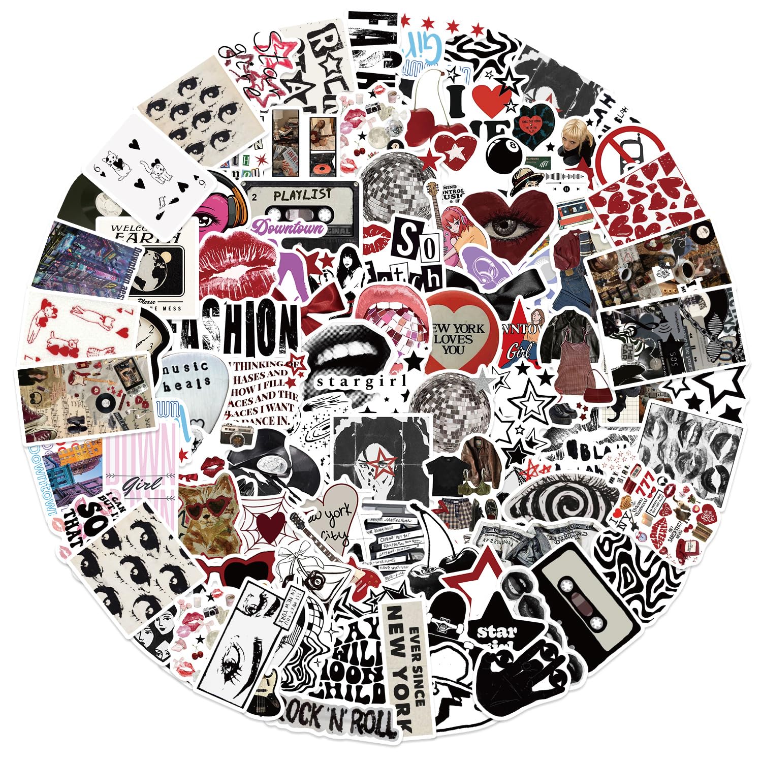 100 PCS Downtown Y2K Girls Aesthetic Stickers,Cool Trendy Waterproof Decals for Adults for Journal Luggage Water Bottles Computer Skateboard Phone Motorcycle Helmet Guitar Laptop Scrapbook