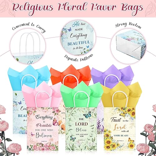Miniatura 3 de Pasimy Juego de 120 bolsas de regalo cristianas con 60 bolsas de regalo de mariposa religiosa y 60 bolsas de regalo religiosas de papel de seda de