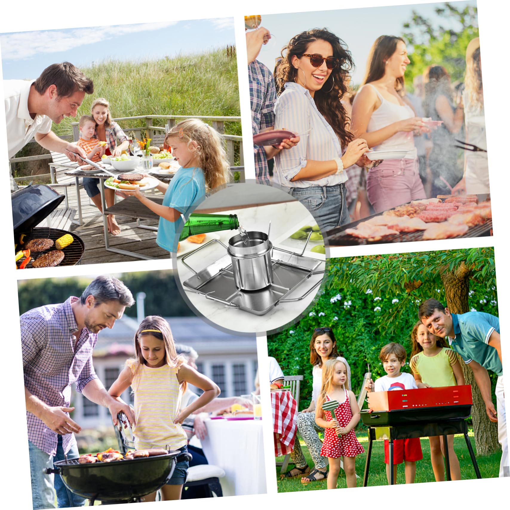 ibasenice Soporte para Pollo De Acero Inoxidable Rejilla para Barbacoa De Exterior para Camping Plateada Resistente Al Calor Fácil De Usar Parrillas De Pollos Al Aire