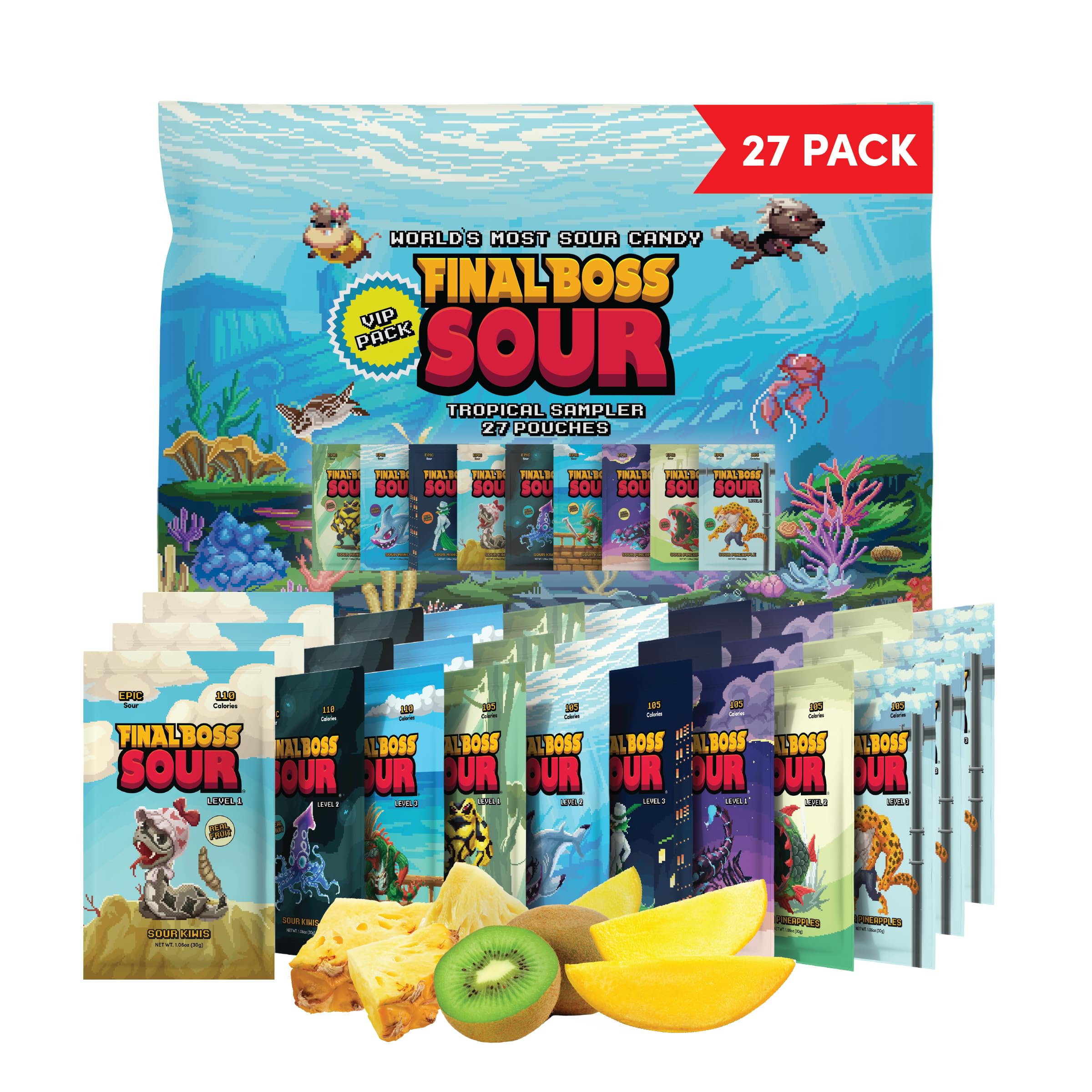 Amazon.com: Final Boss Super Sour Candy, Tropical Sampler, 27 Pack
