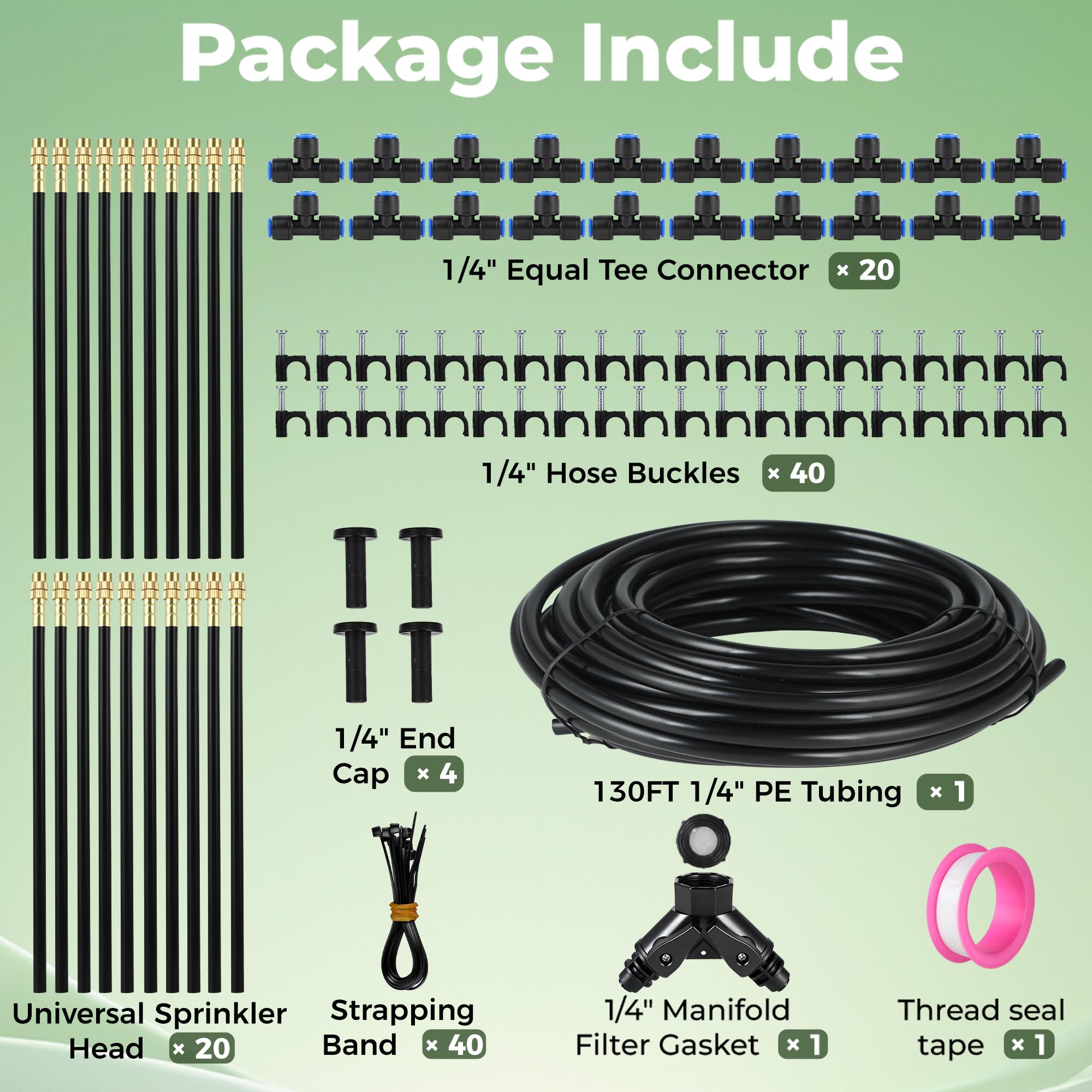 Bewässerungssystem Micro Drip System für den Garten: 38m mit 20 Sprühnebel Düsen, Tröpfchenbewässerung Curved Kit Balkon Hochbeet Garten Schnellanschluss Sprüher Nebelbewässerung Pflanzen