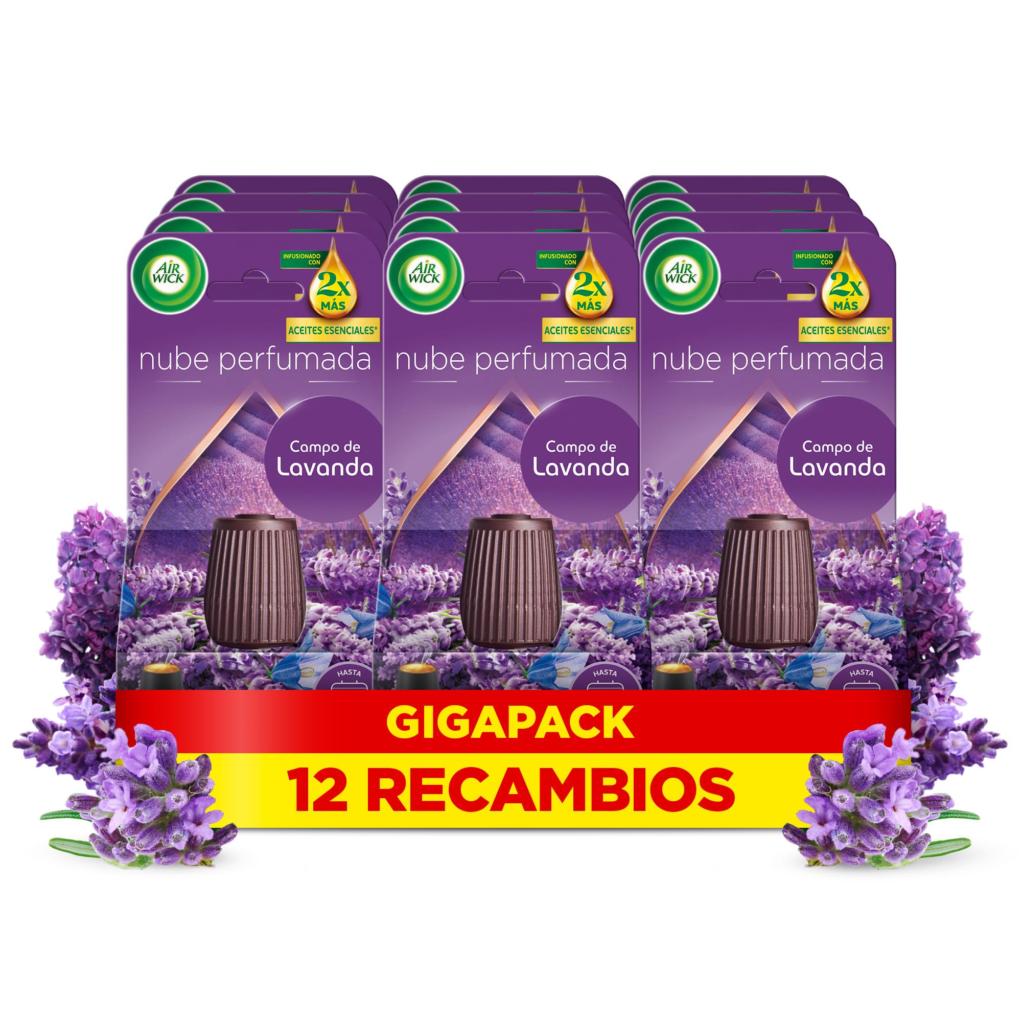 Air Wick Essential Mist - Recambio de Ambientador Difusor de Aceites Esenciales con Aroma a Lavanda, 12 x 20ml